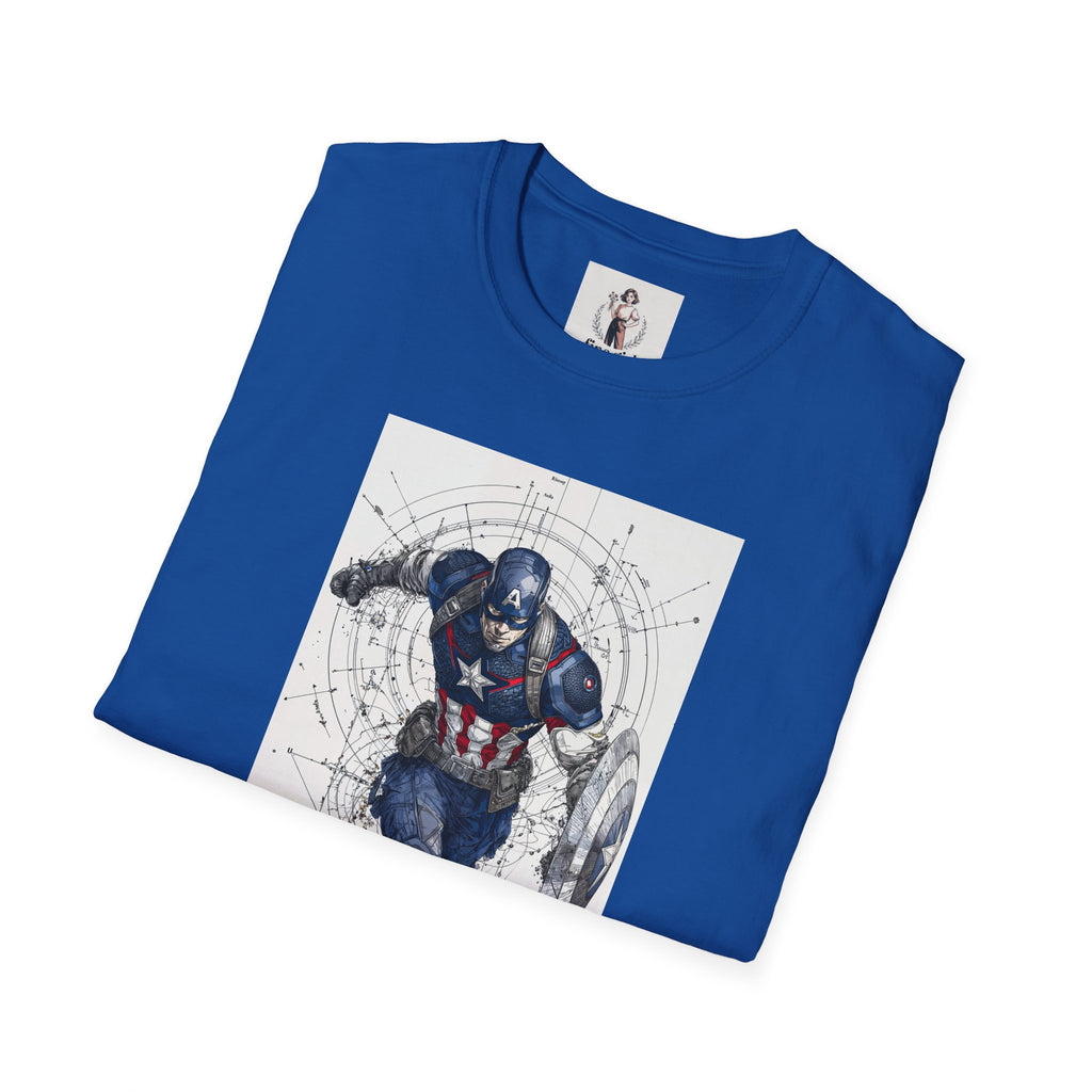Captain America Superhero Marvel Unisex Softstyle T-Shirt, Comic Book Tee, Geeky Clothing, Cosplay Costume Top