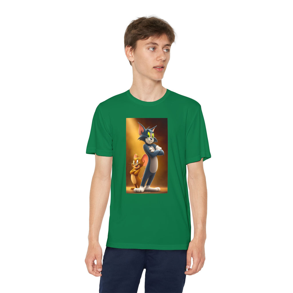 Youth Competitor Tee with Tom And Jerry design, Cartoon Graphic Kid's T-Shirt, Kids Tee, Children's Clothing, Funny Tee for Boys and Girls