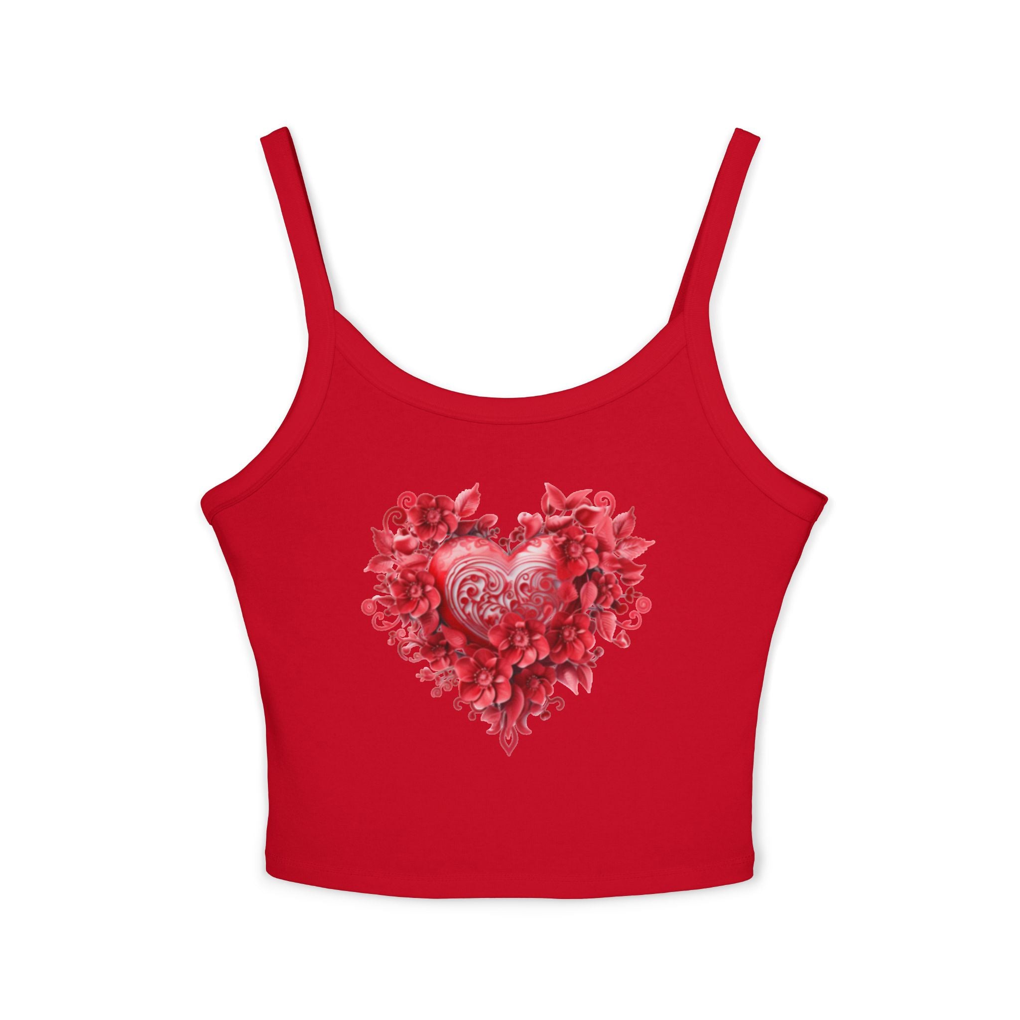 Heart Tank Top, Love Cami, Valentine's Day Shirt, Romantic Sleeveless Tee, Women's Summer Blouse, Cute Spaghetti Strap Tank