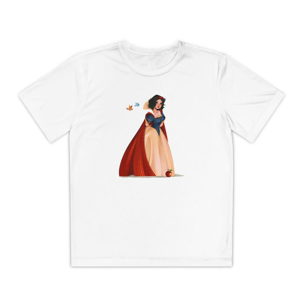 Snow White Youth T-Shirt Sports Graphic Tee, Cool Athletic Shirt for Kids, Perfect for Sports Events, Team Spirit