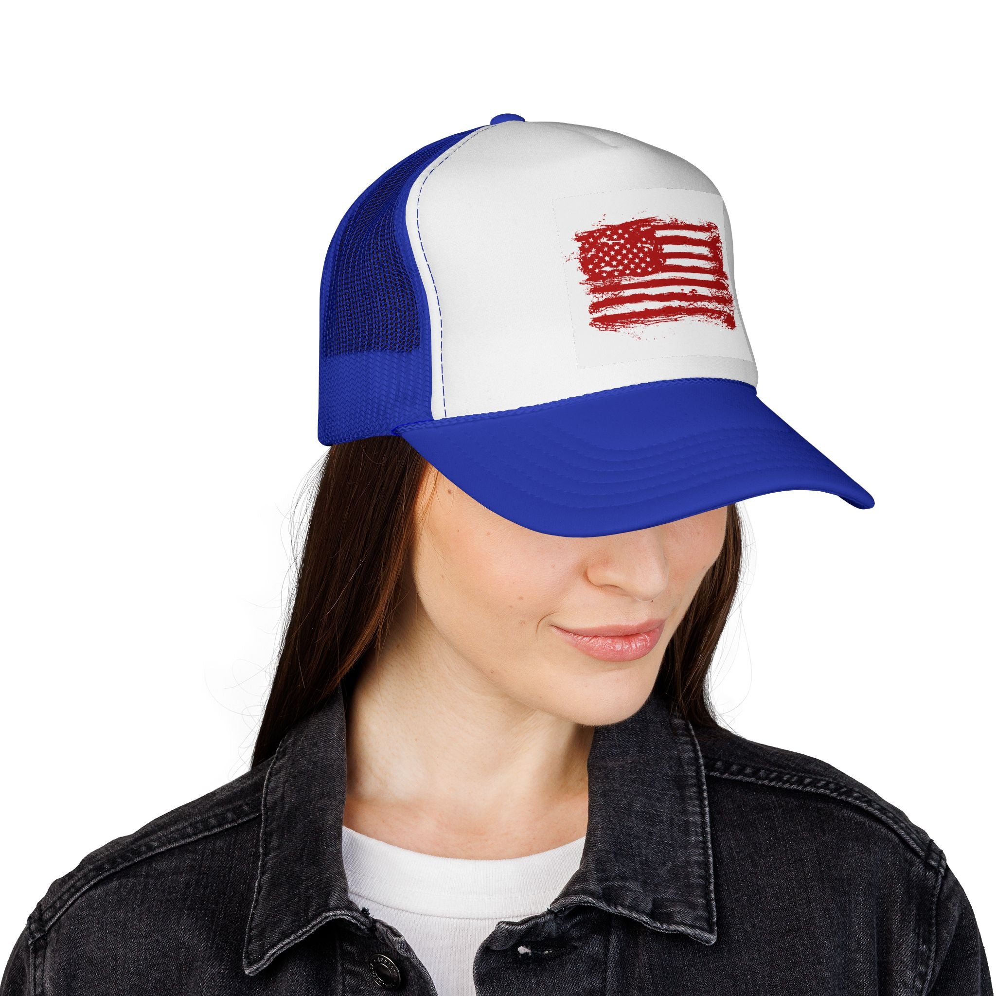Patriotic Trucker Cap with American Flag Design, USA Hat, Summer Fashion, Outdoors Gear, Gift for Veterans, BBQ, 4th of July