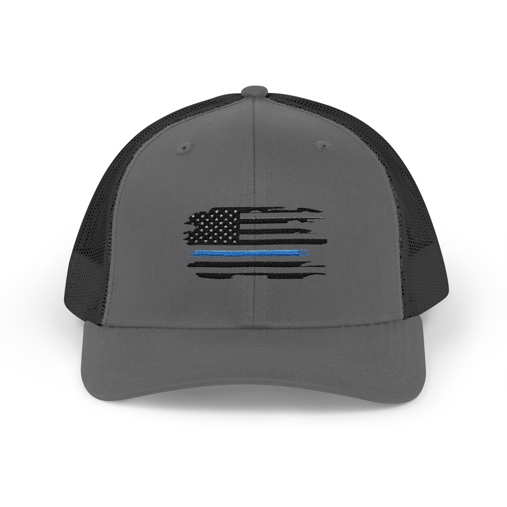 Back The Blue Snapback Trucker Cap with Thin Red Line Design, Ideal for First Responders, Supportive Gifts, Memorials, Everyday Wear
