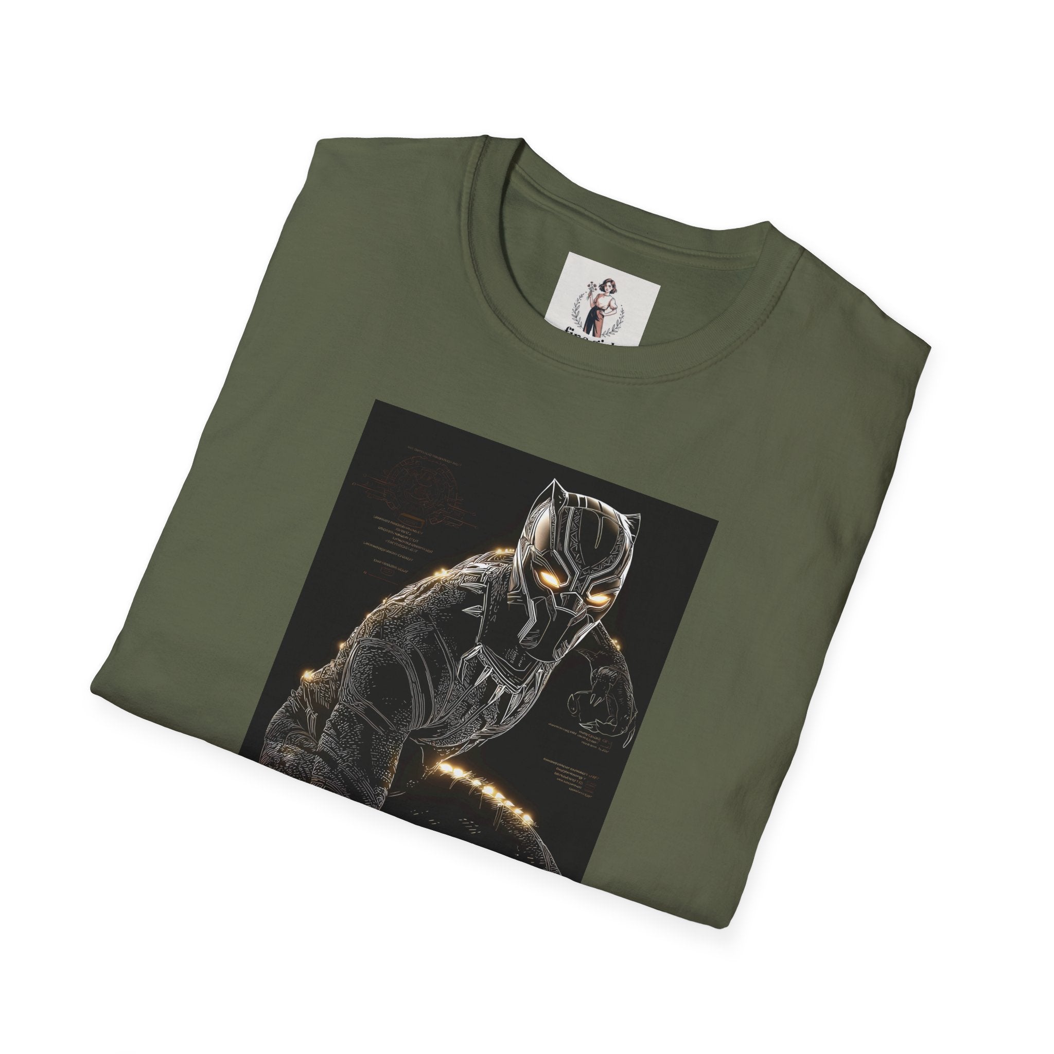 The Black Panther Superhero Marvel Unisex Softstyle T-Shirt, Comic Book Tee, Geeky Clothing, Cosplay Costume Top