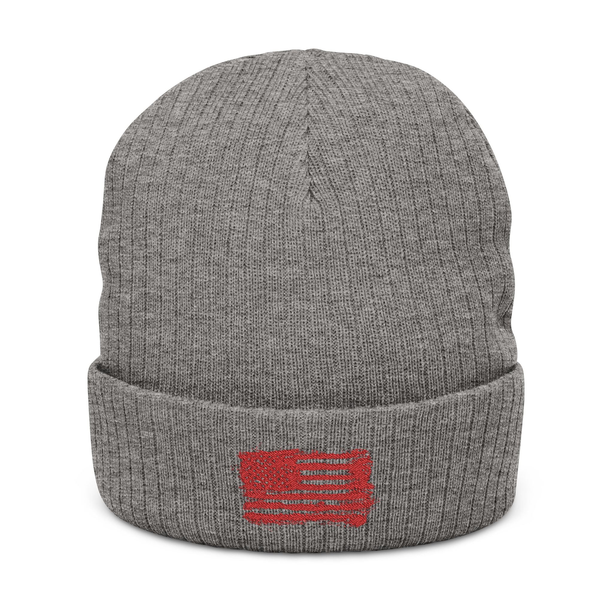 Stylish Embroidered Beanie with Patriotic Flag Design | Winter Hat, Cozy Headwear, Gifts for Him, Outdoor Apparel, Fashionable Knitwear