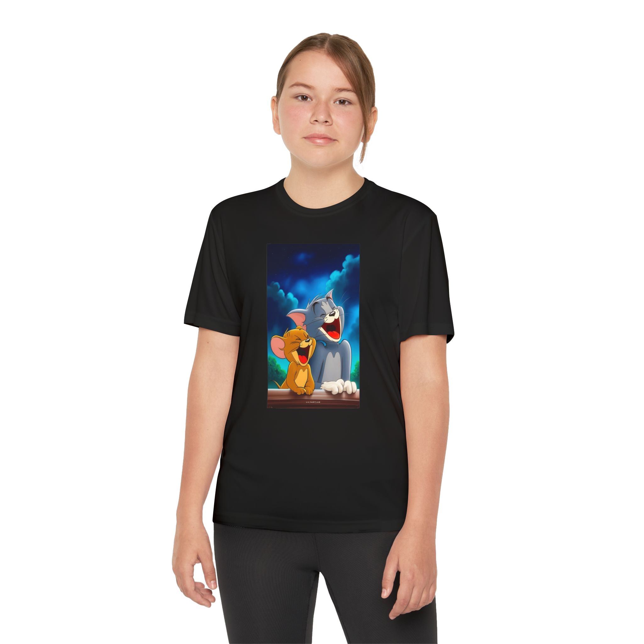Youth Competitor Tee with Tom And Jerry design, Cartoon Graphic Kid's T-Shirt, Kids Tee, Children's Clothing, Funny Tee for Boys and Girls