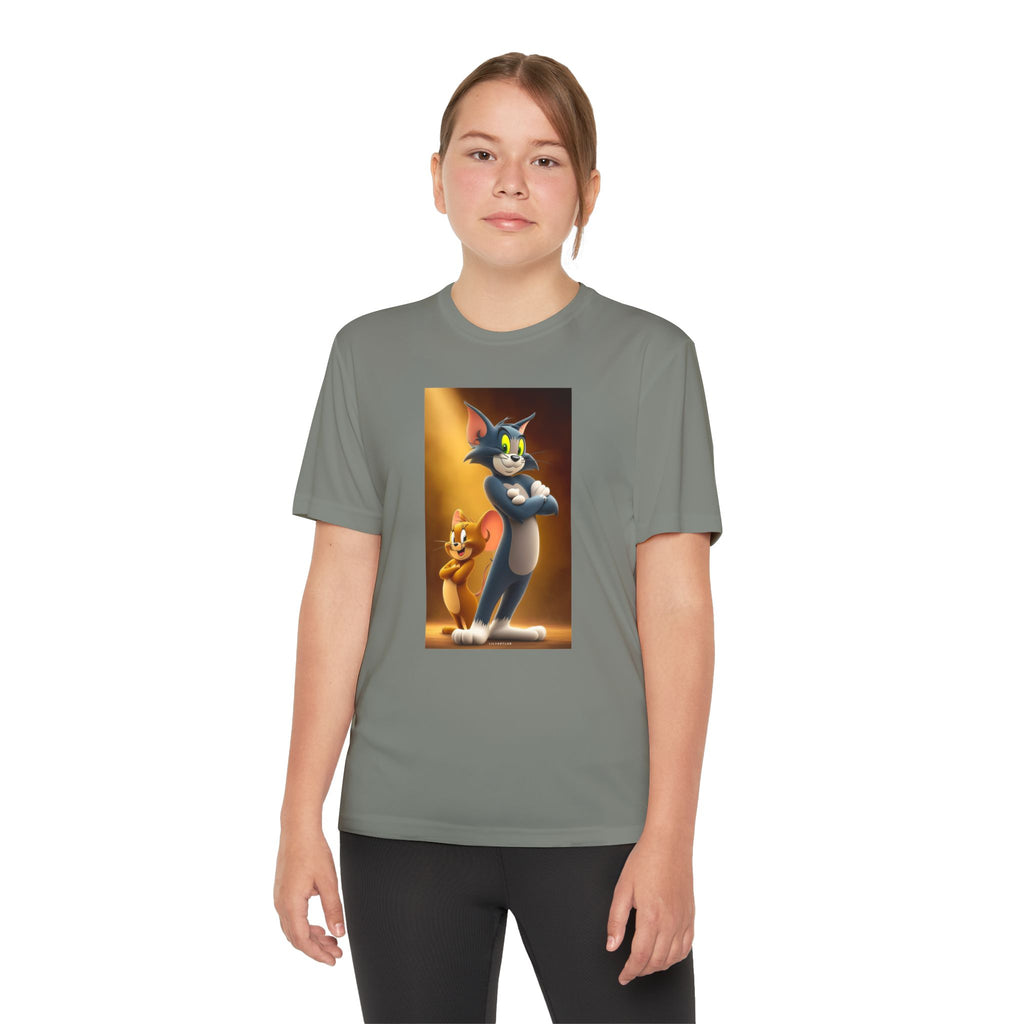 Youth Competitor Tee with Tom And Jerry design, Cartoon Graphic Kid's T-Shirt, Kids Tee, Children's Clothing, Funny Tee for Boys and Girls