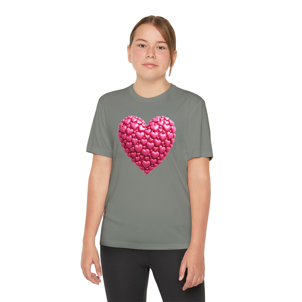 Heart Youth T-Shirt Sports Graphic Tee, Cool Athletic Shirt for Kids, Perfect for Sports Events, Team Spirit