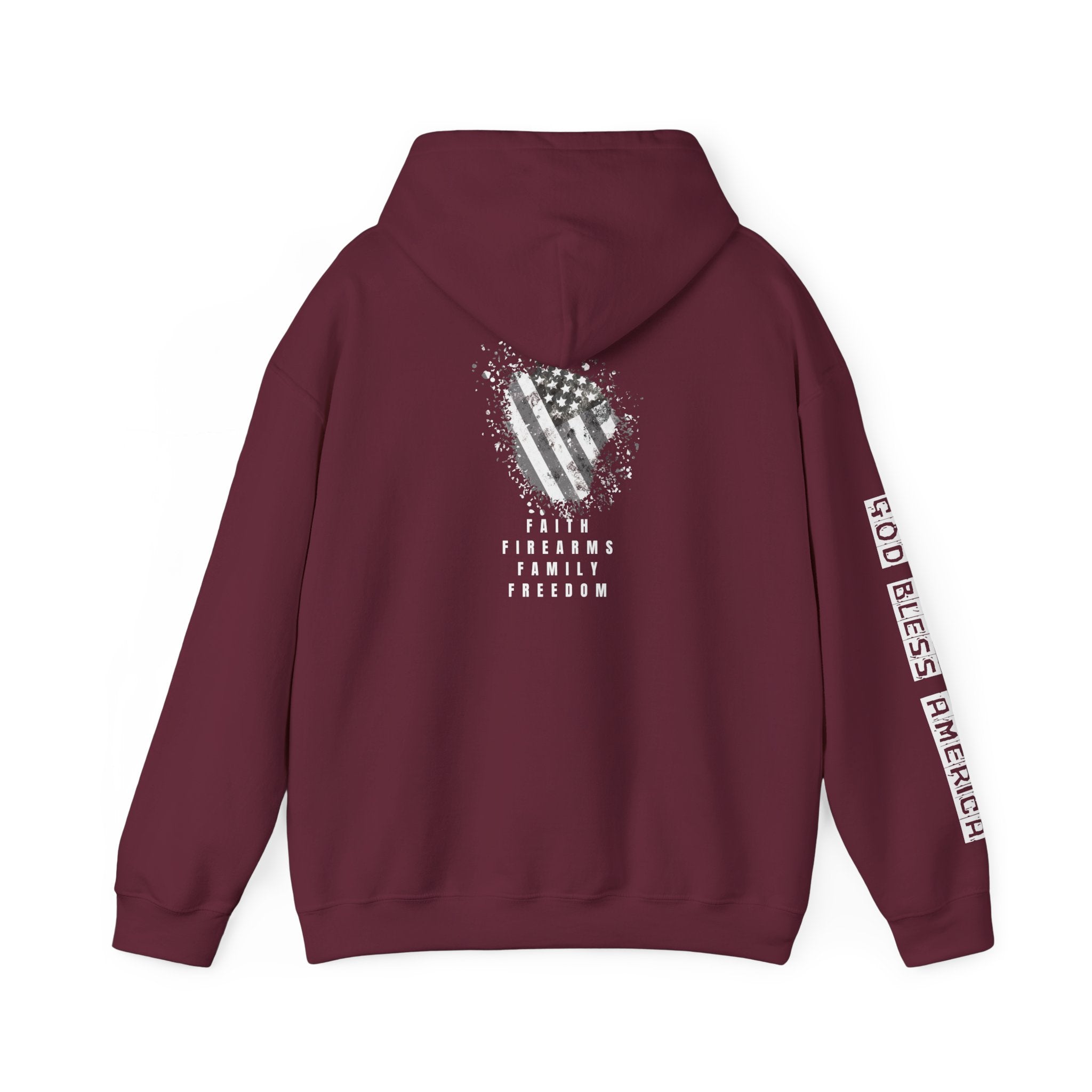 Faith Family Firearms Freedom Hooded Sweatshirt with Faith, Family, Firearms & Freedom Design - Unisex Cozy Wear for Celebrations