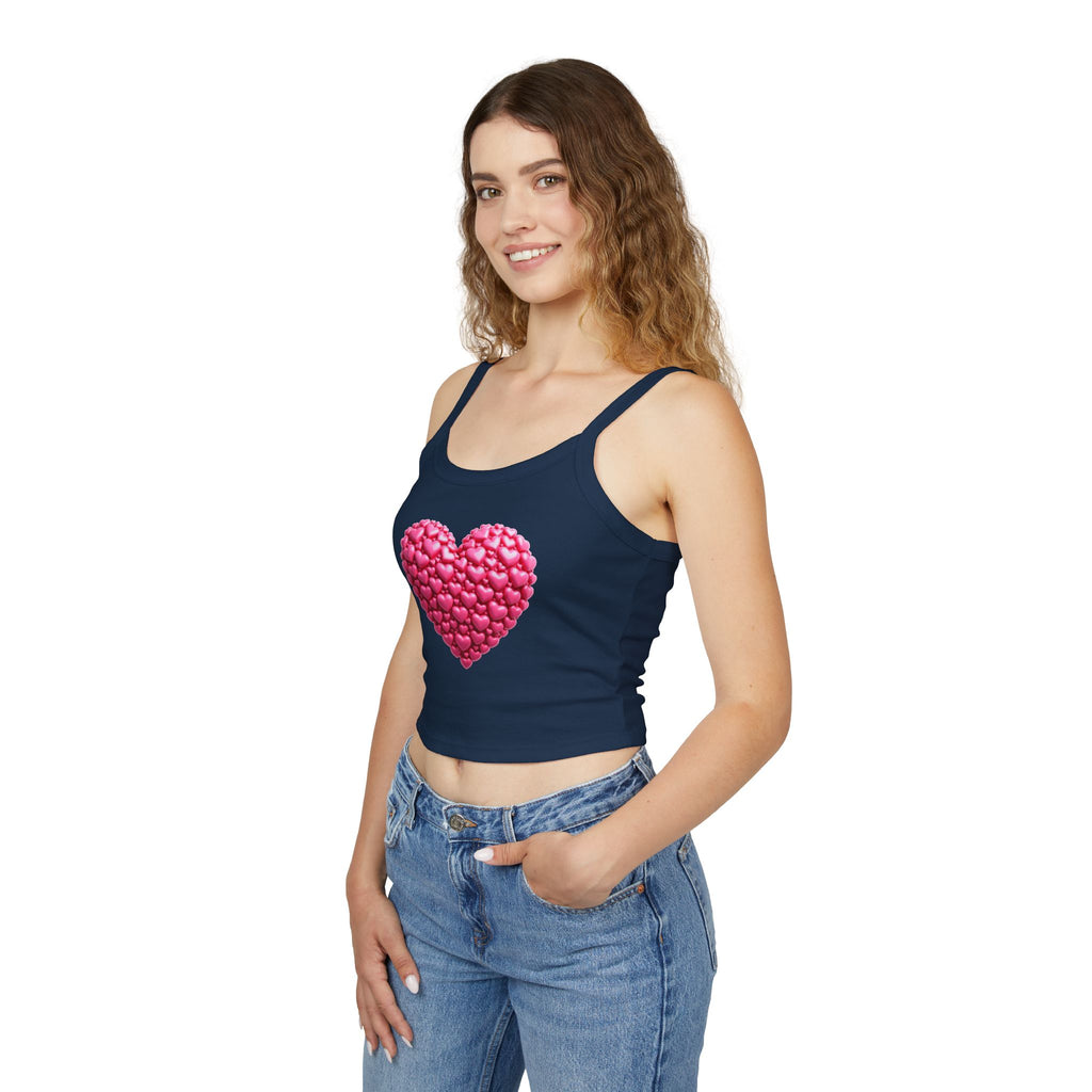 Heart Tank Top, Love Cami, Valentine's Day Shirt, Romantic Sleeveless Tee, Women's Summer Blouse, Cute Spaghetti Strap Tank