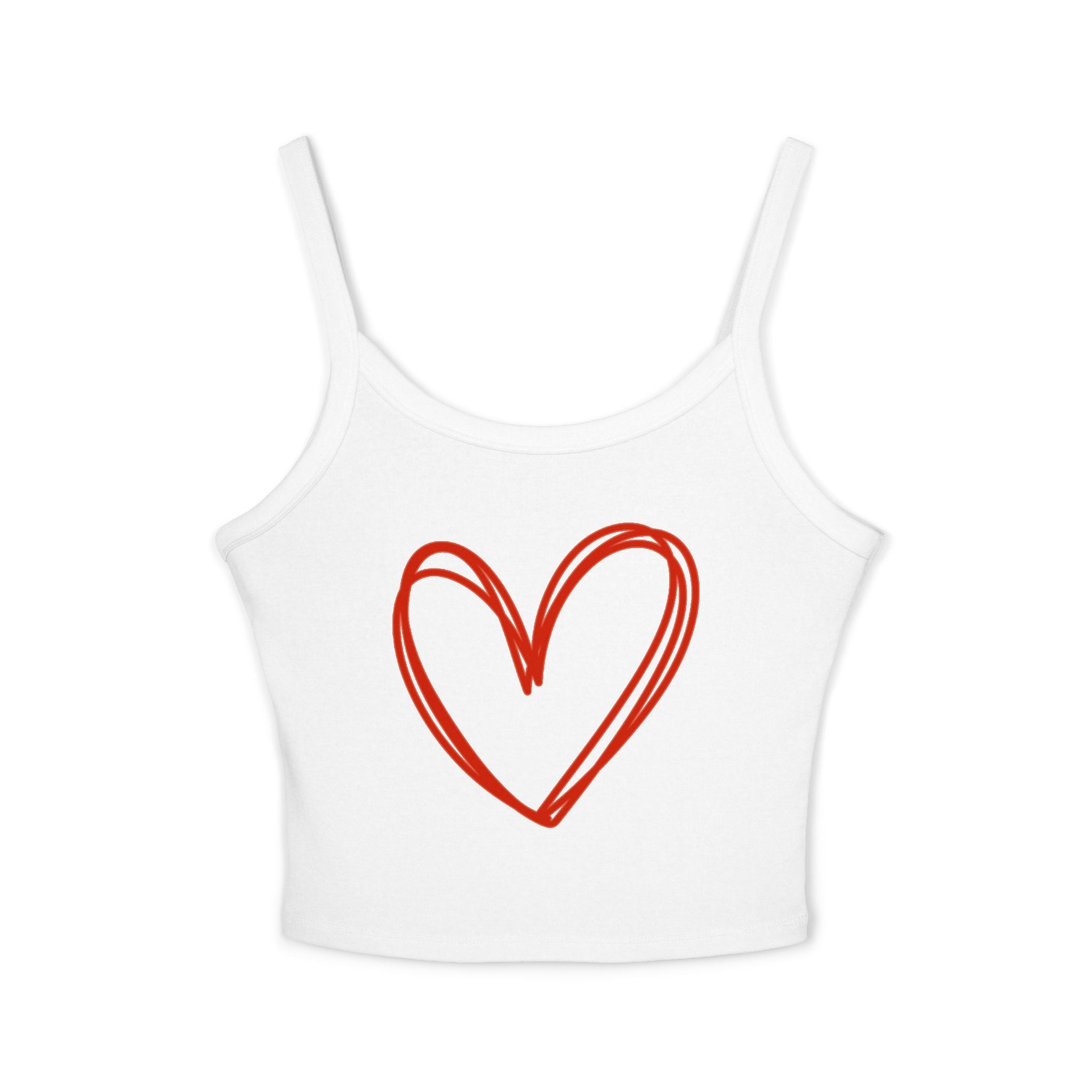 Heart Tank Top, Love Cami, Valentine's Day Shirt, Romantic Sleeveless Tee, Women's Summer Blouse, Cute Spaghetti Strap Tank