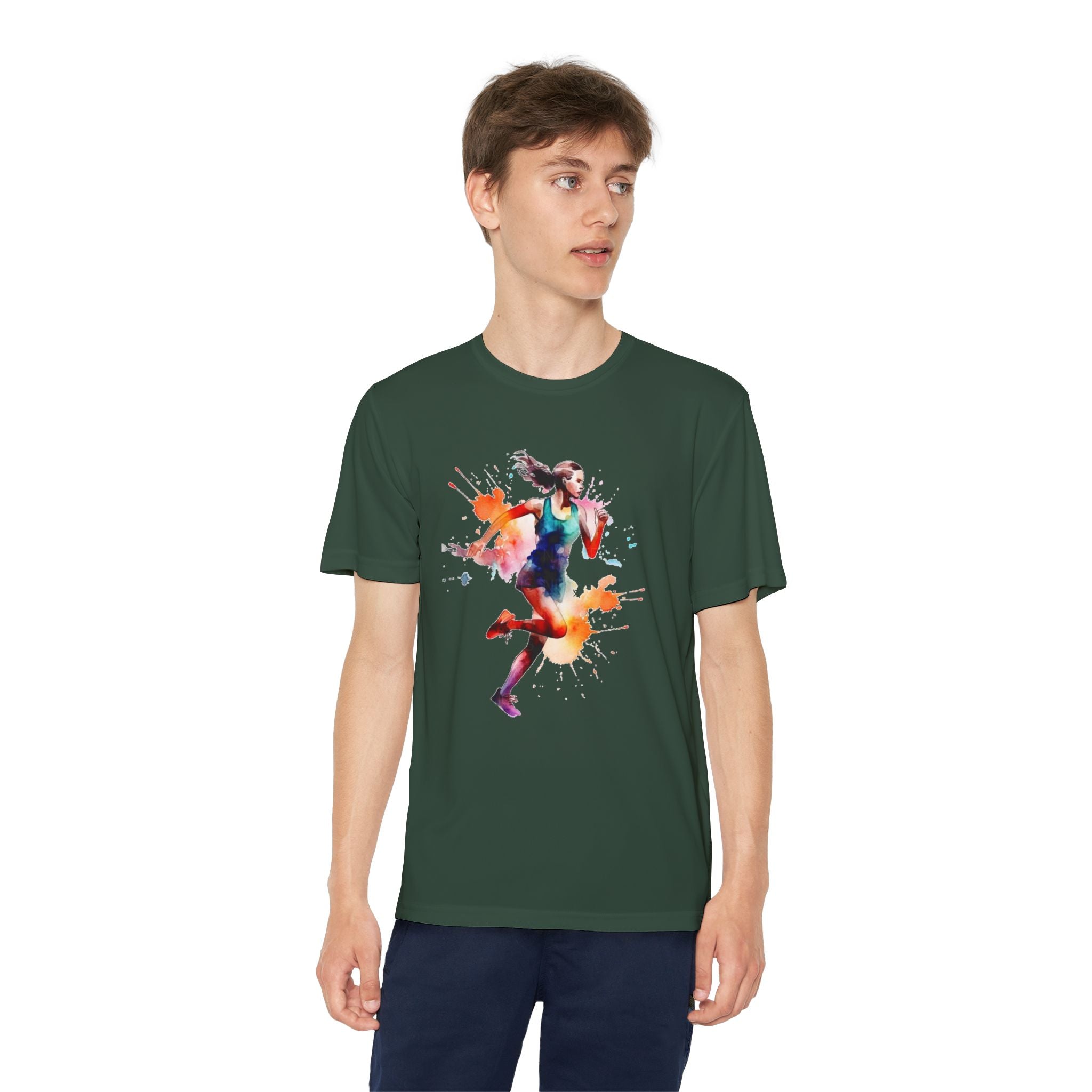 Running Youth T-Shirt Sports Graphic Tee, Cool Athletic Shirt for Kids, Perfect for Sports Events, Team Spirit