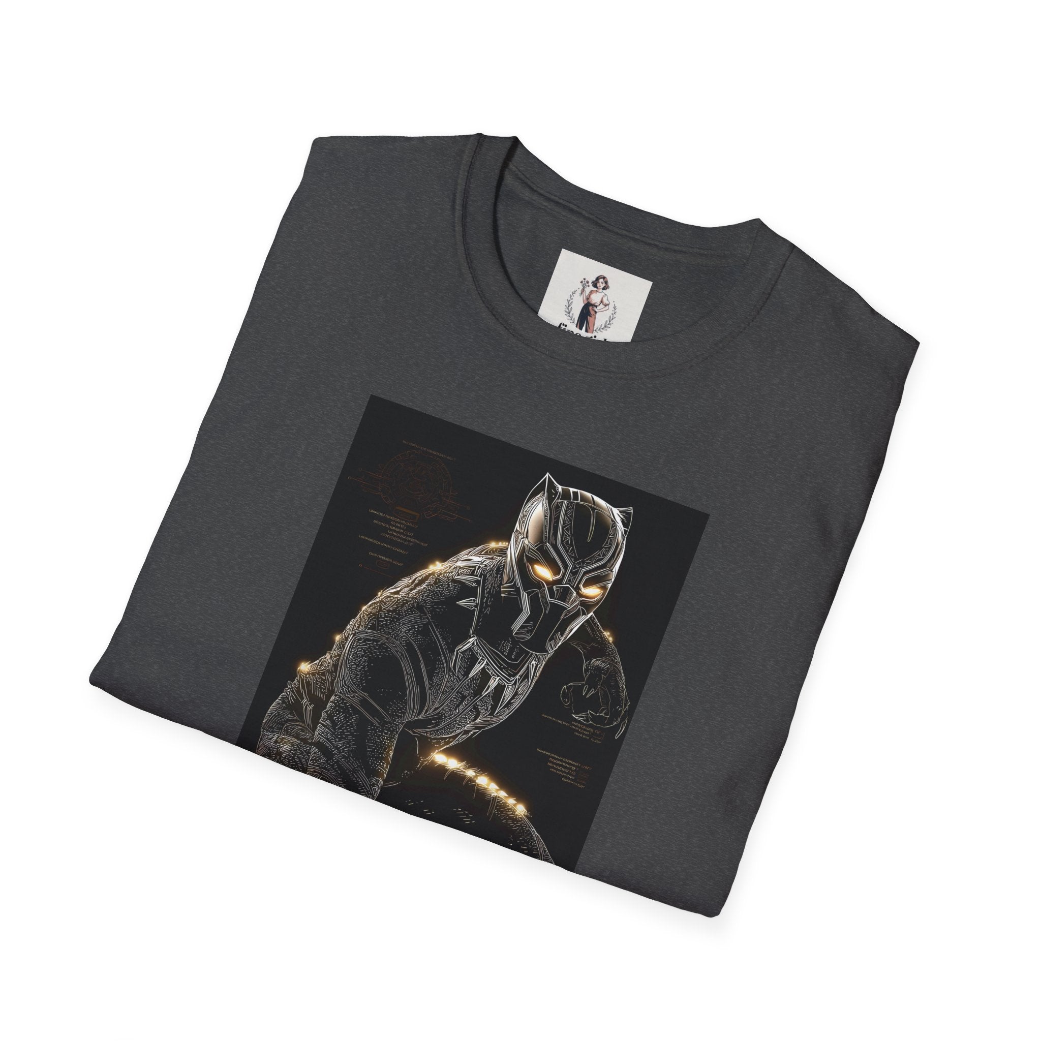 The Black Panther Superhero Marvel Unisex Softstyle T-Shirt, Comic Book Tee, Geeky Clothing, Cosplay Costume Top