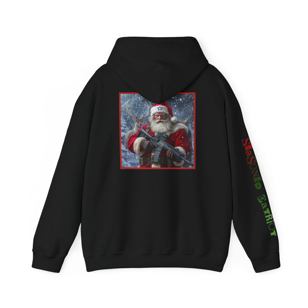 Christmas Santa Claus Patriotic USA Hoodie, Sweatshirt, Unisex Hooded Pullover, Holiday Outerwear, Festive Winter Apparel