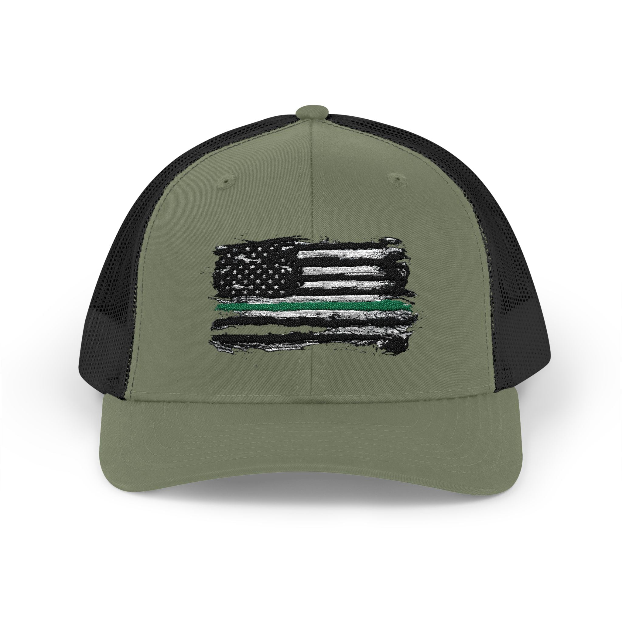 Thin Green Line Patriotic Snapback Trucker Cap with Thin Red Line Design, Ideal for First Responders, Supportive Gifts, Everyday Wear