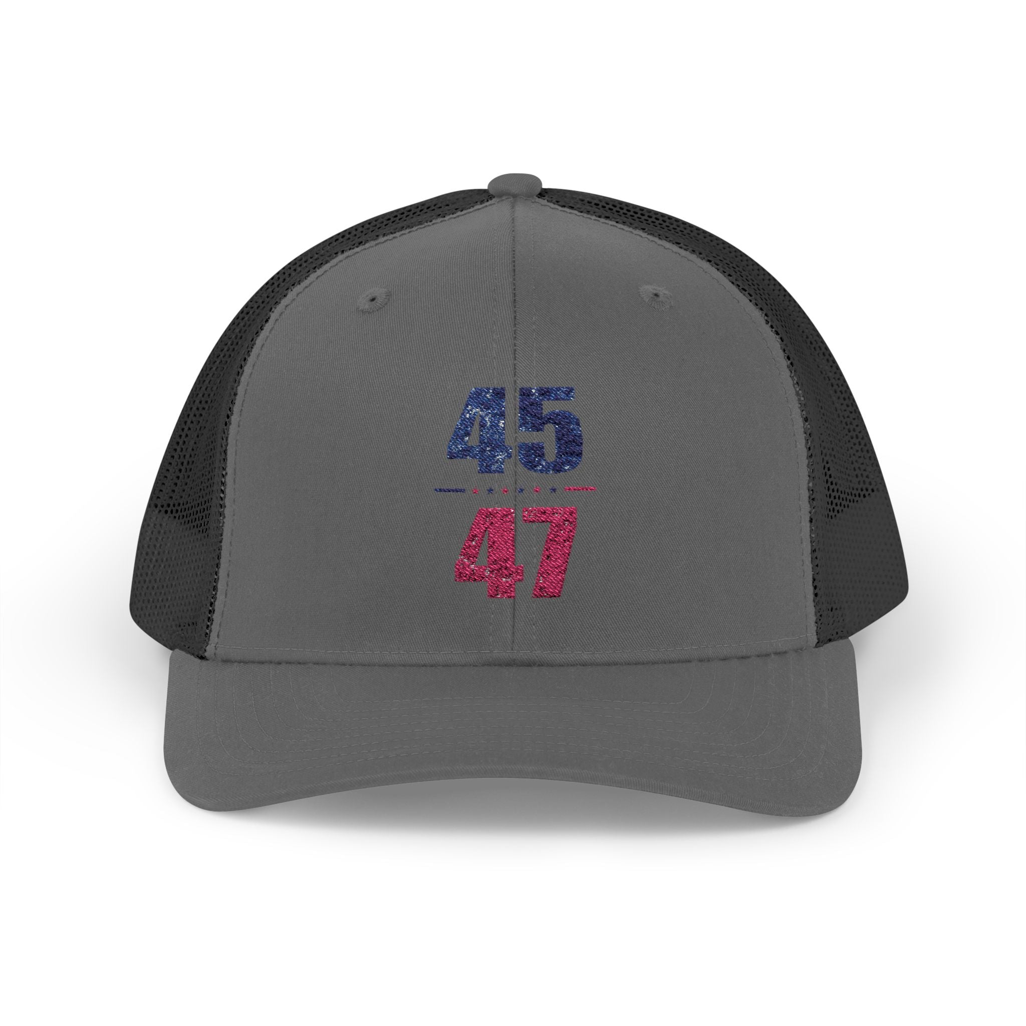 45 / 47 Patriotic Snapback Trucker Cap with Thin Red Line Design, Ideal for First Responders, Supportive Gifts, Memorials, Everyday Wear