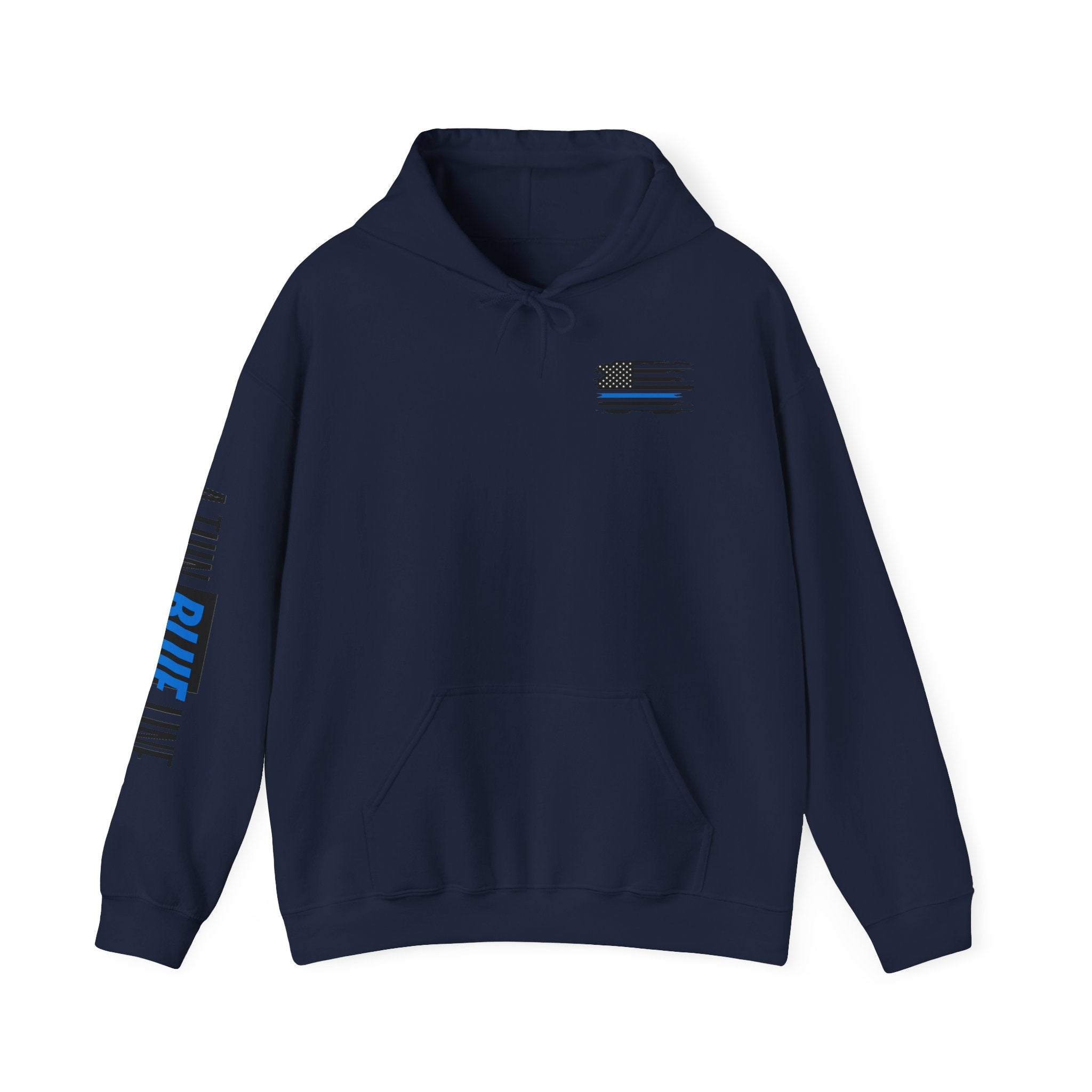 Thin Blue Line Law Enforcement Patriotic Hoodie, Police Support Sweatshirt, Law Enforcement Gift, Patriotic Hooded Pullover, USA Flag
