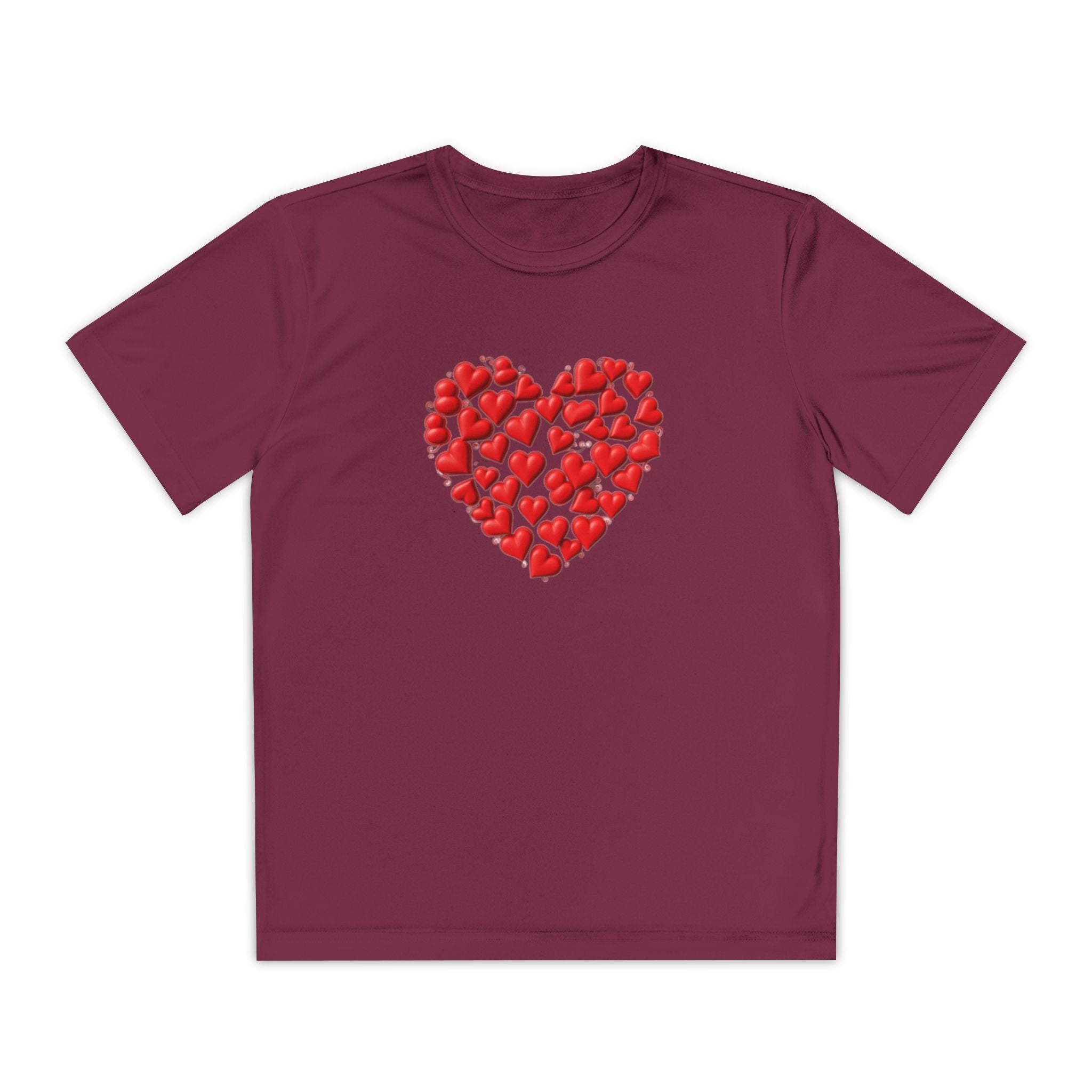 Heart Youth T-Shirt Sports Graphic Tee, Cool Athletic Shirt for Kids, Perfect for Sports Events, Team Spirit