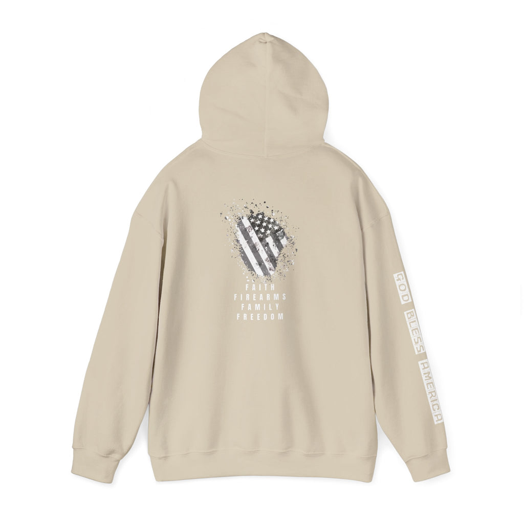 Faith Family Firearms Freedom Hooded Sweatshirt with Faith, Family, Firearms & Freedom Design - Unisex Cozy Wear for Celebrations