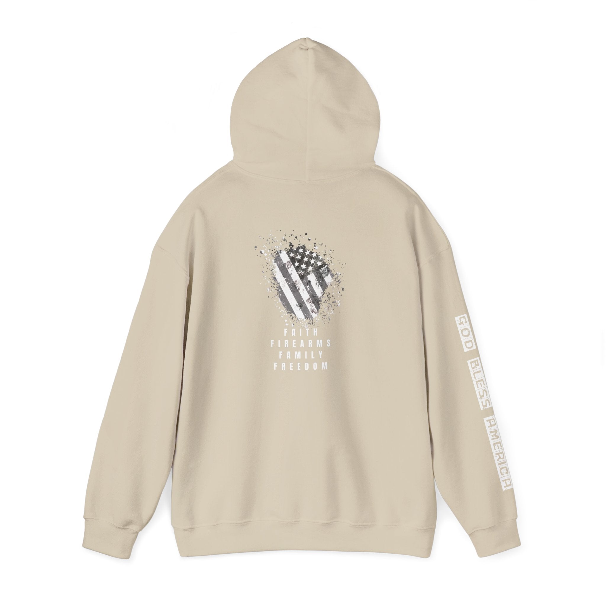 Faith Family Firearms Freedom Hooded Sweatshirt with Faith, Family, Firearms & Freedom Design - Unisex Cozy Wear for Celebrations