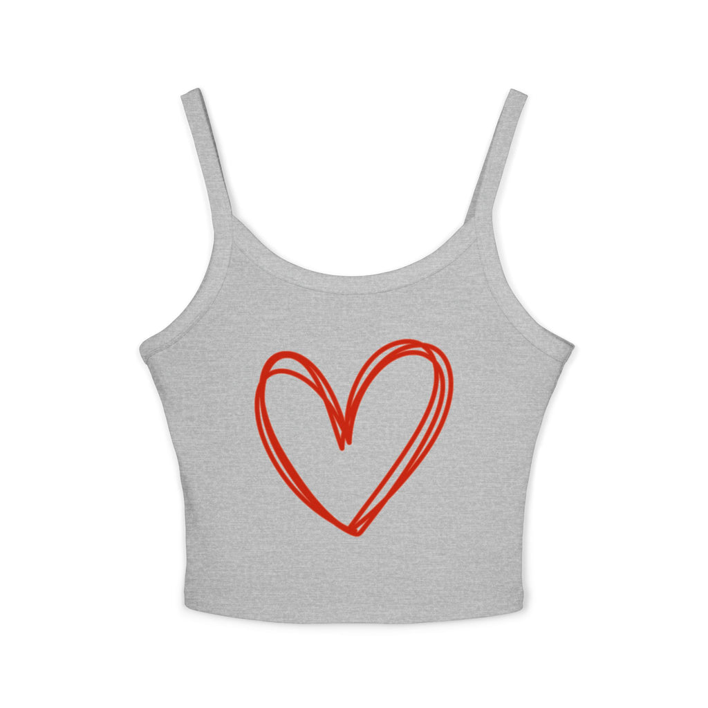 Heart Tank Top, Love Cami, Valentine's Day Shirt, Romantic Sleeveless Tee, Women's Summer Blouse, Cute Spaghetti Strap Tank