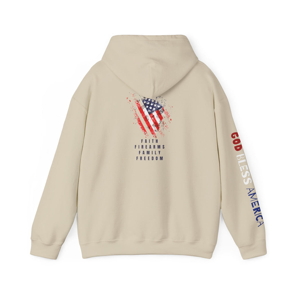 Faith Family Firearms Freedom Hooded Sweatshirt with Faith, Family, Firearms & Freedom Design - Unisex Cozy Wear for Celebrations