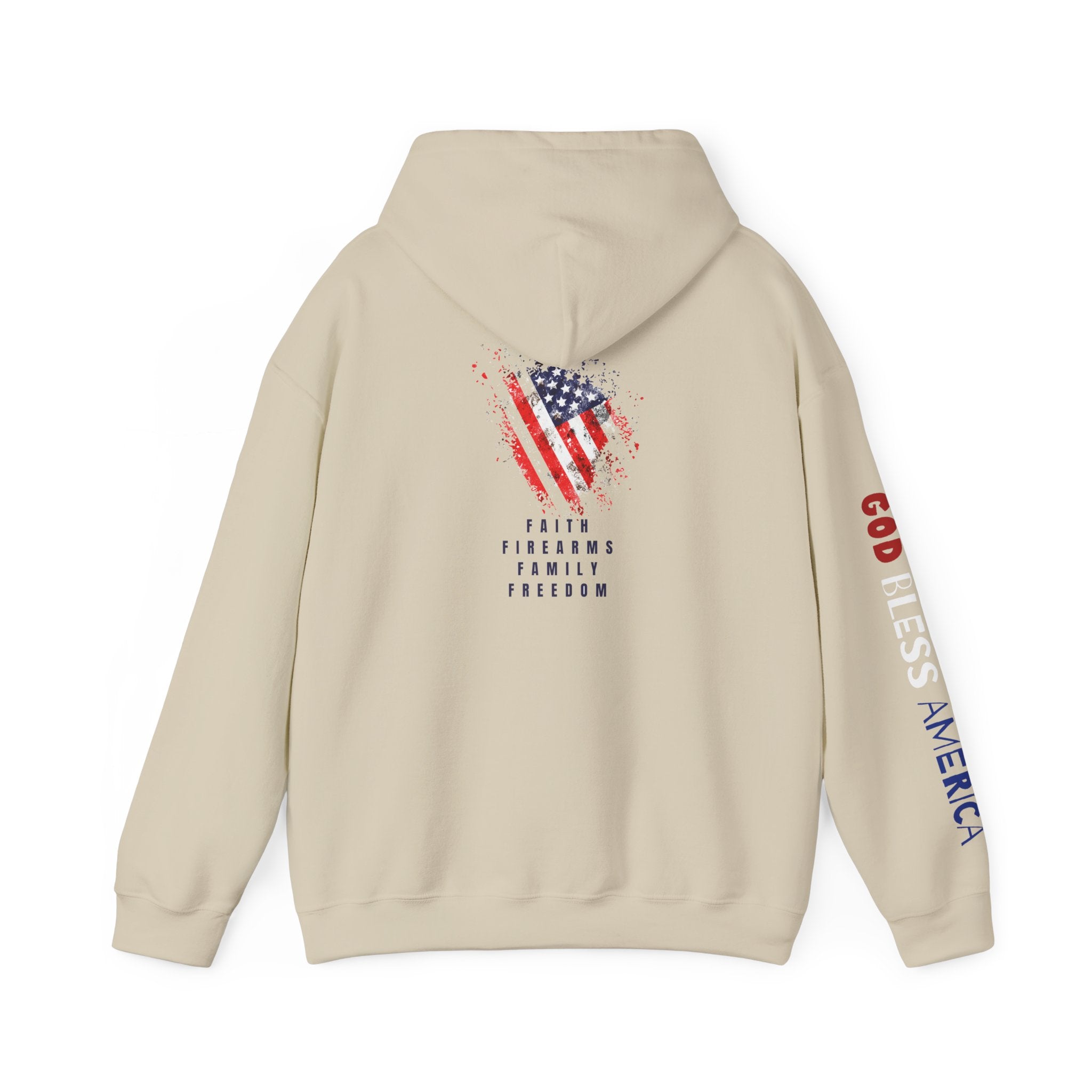 Faith Family Firearms Freedom Hooded Sweatshirt with Faith, Family, Firearms & Freedom Design - Unisex Cozy Wear for Celebrations