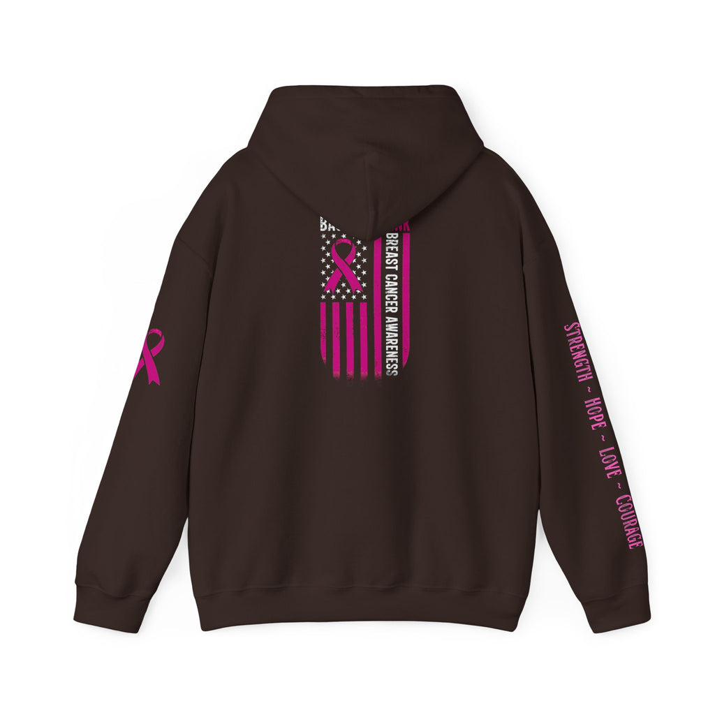 Breast Cancer Awareness Month Patriotic Hoodie ~ Rebel Spirit Unisex Hoodie