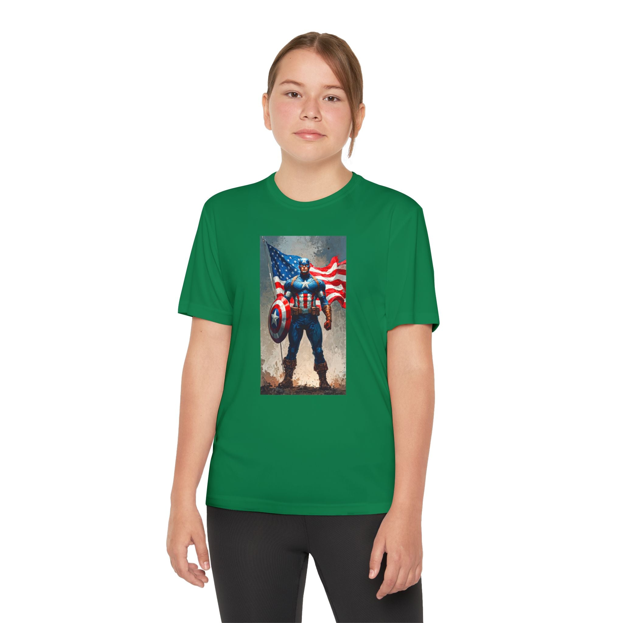 Captain America Superhero Marvel Patriotic, Kids Graphic T-Shirt, Boys Hero Top, Girls Comic Book Clothing, Birthday