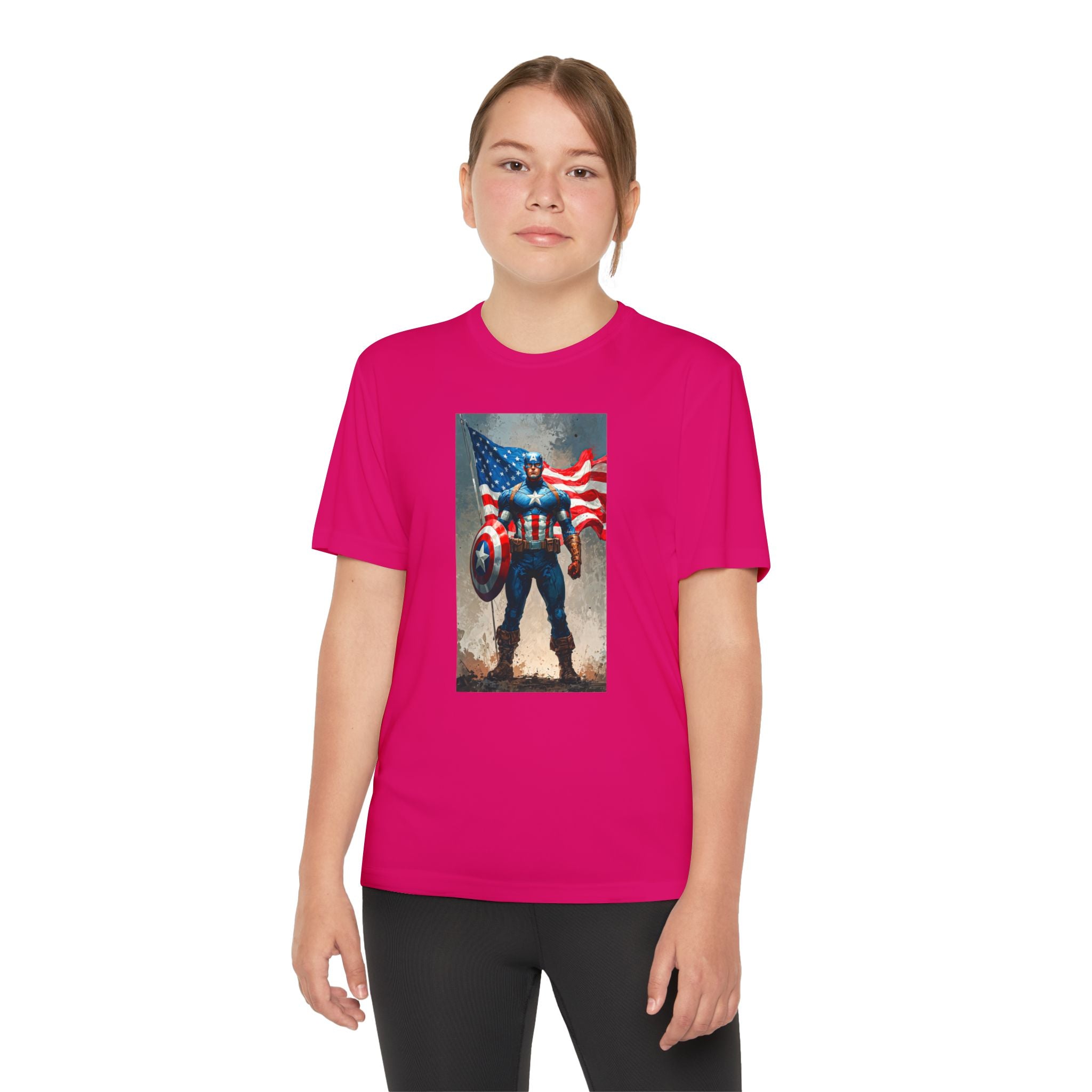 Captain America Superhero Marvel Patriotic, Kids Graphic T-Shirt, Boys Hero Top, Girls Comic Book Clothing, Birthday