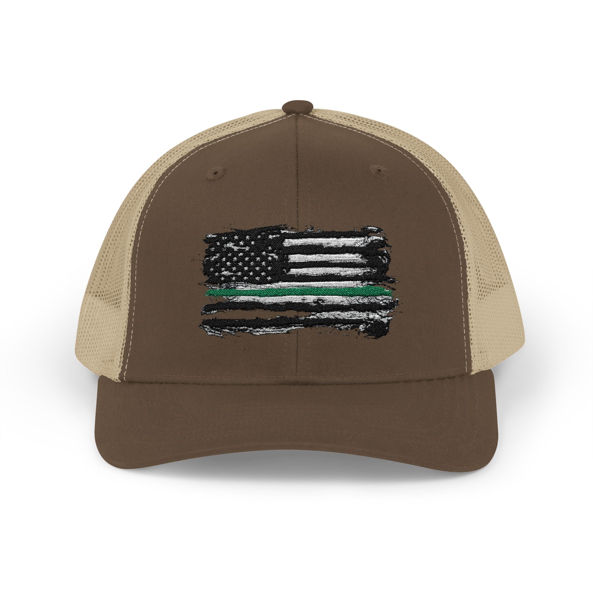 Thin Green Line Patriotic Snapback Trucker Cap with Thin Red Line Design, Ideal for First Responders, Supportive Gifts, Everyday Wear