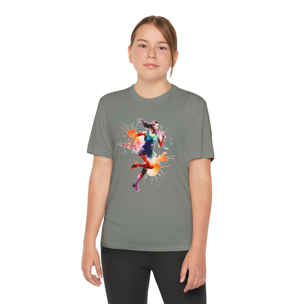 Running Youth T-Shirt Sports Graphic Tee, Cool Athletic Shirt for Kids, Perfect for Sports Events, Team Spirit