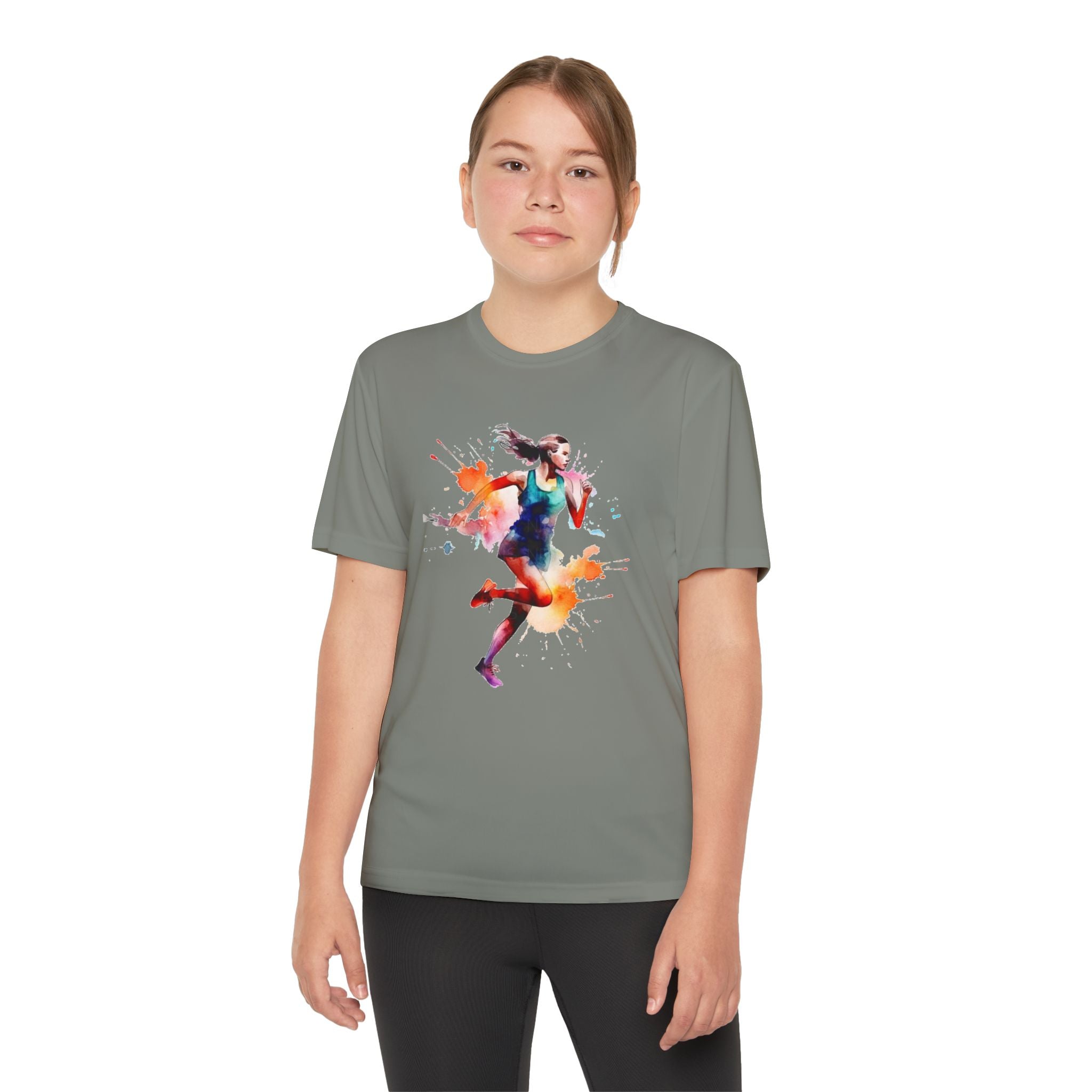 Running Youth T-Shirt Sports Graphic Tee, Cool Athletic Shirt for Kids, Perfect for Sports Events, Team Spirit