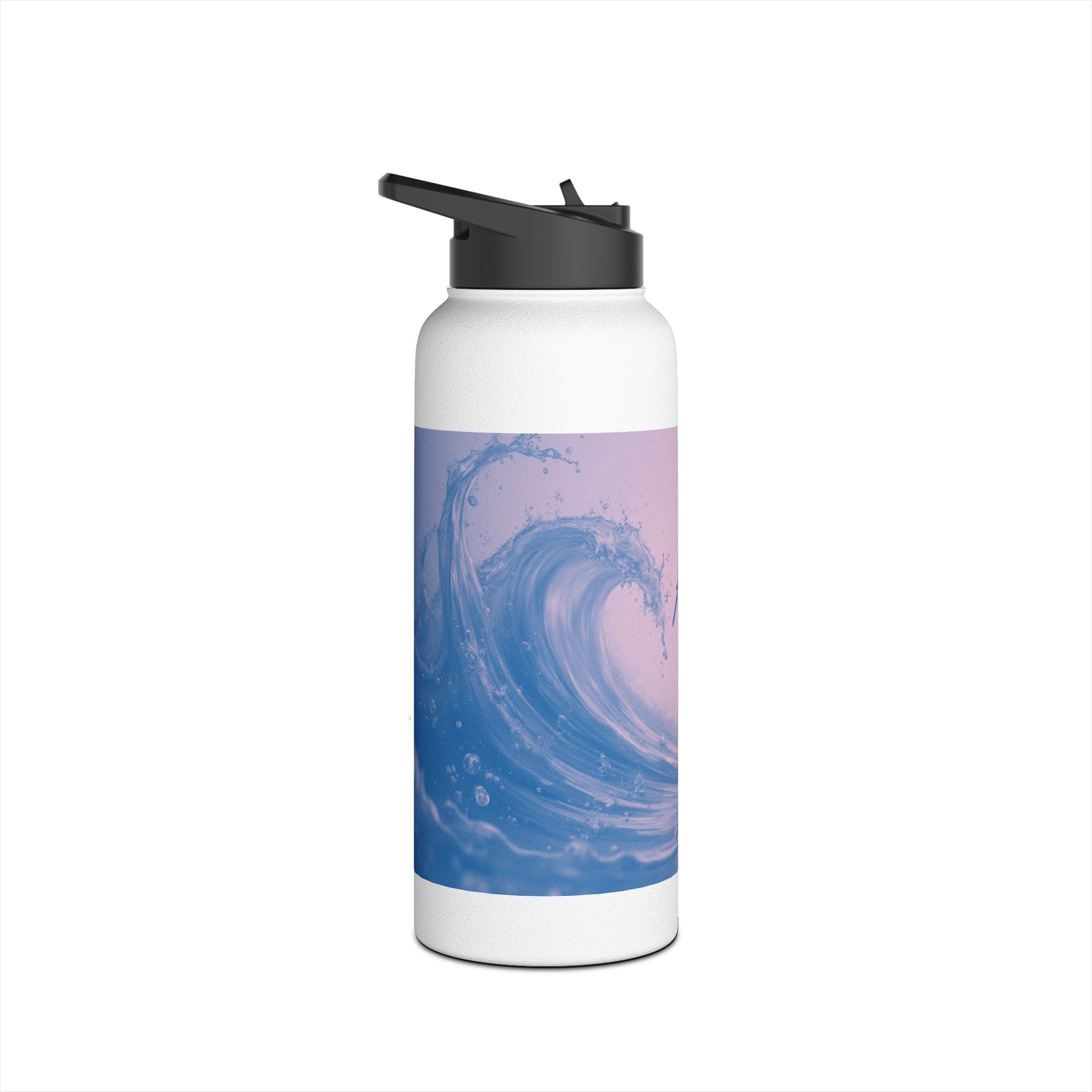 Aqua Wave Stainless Steel Water Bottle, Hydration Gift, Outdoor Adventure, Beach Vibes, Eco-Friendly, Travel Companion