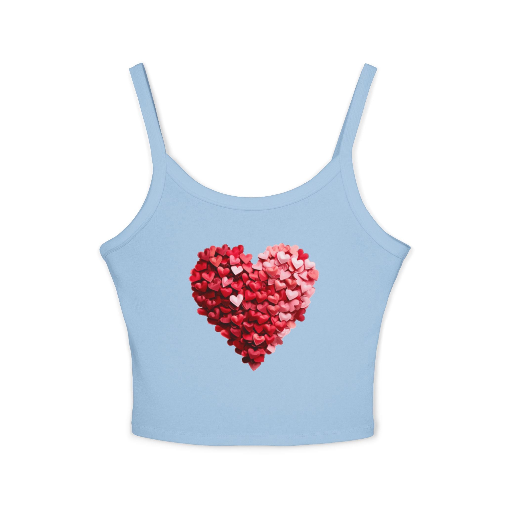 Heart Tank Top, Love Cami, Valentine's Day Shirt, Romantic Sleeveless Tee, Women's Summer Blouse, Cute Spaghetti Strap Tank