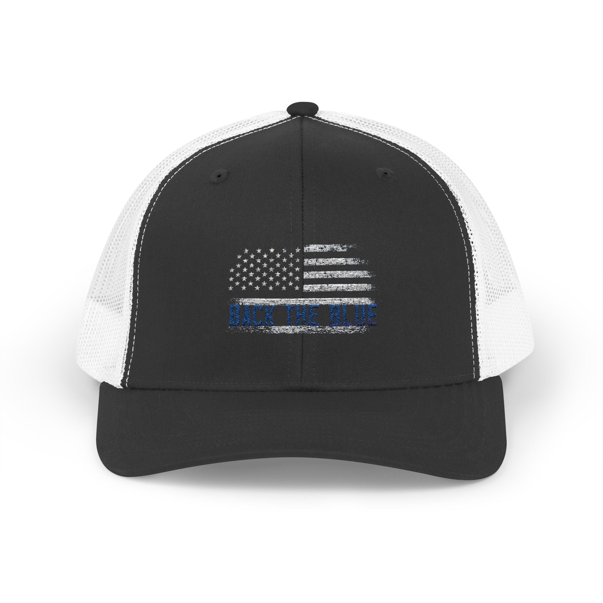 Back The Blue Snapback Trucker Cap with Thin Red Line Design, Ideal for First Responders, Supportive Gifts, Memorials, Everyday Wear