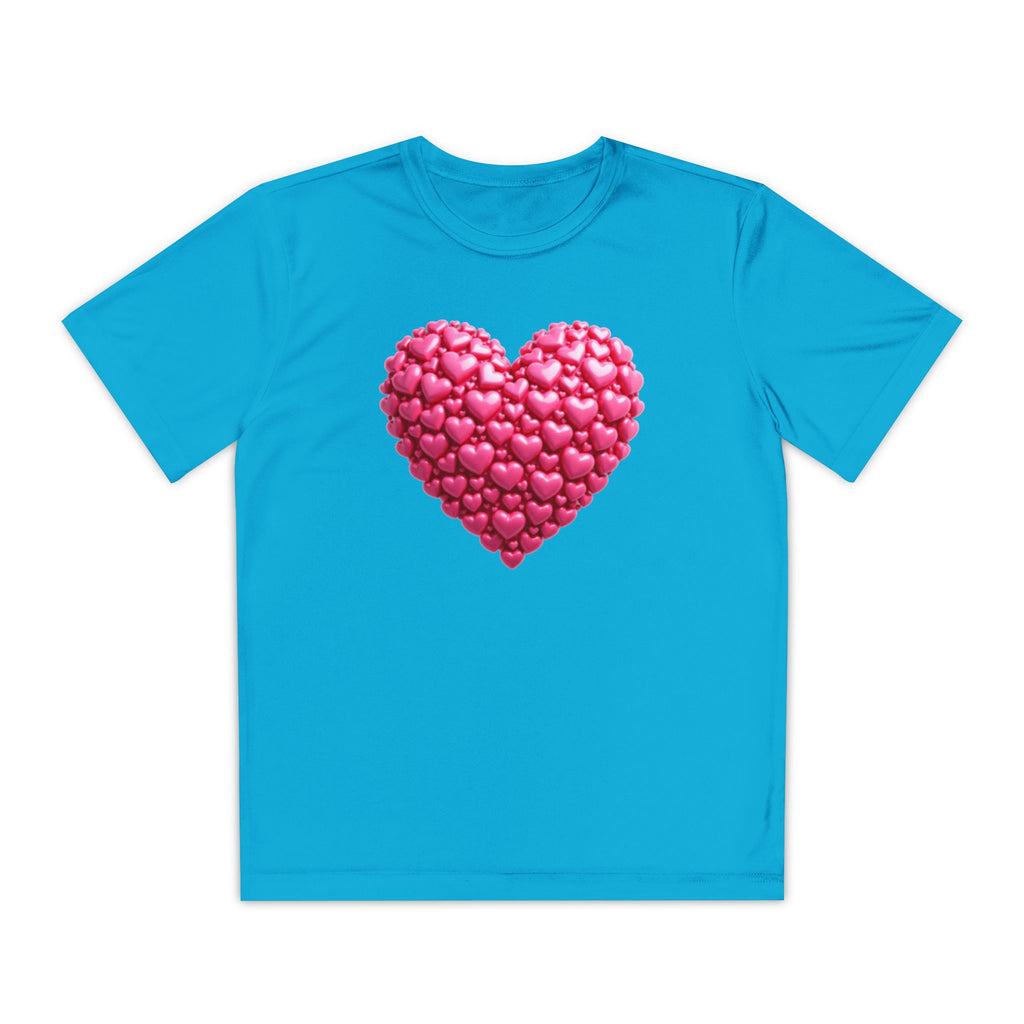 Heart Youth T-Shirt Sports Graphic Tee, Cool Athletic Shirt for Kids, Perfect for Sports Events, Team Spirit