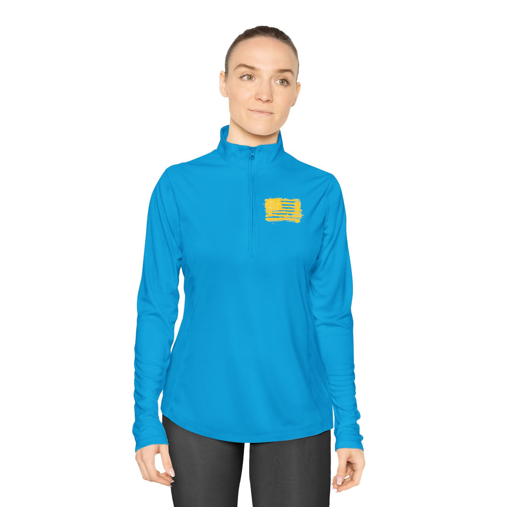 Ladies Quarter-Zip Pullover with Motivational Running Design, Athletic Apparel, Activewear, Sportswear, Fitness Gift, Running Top