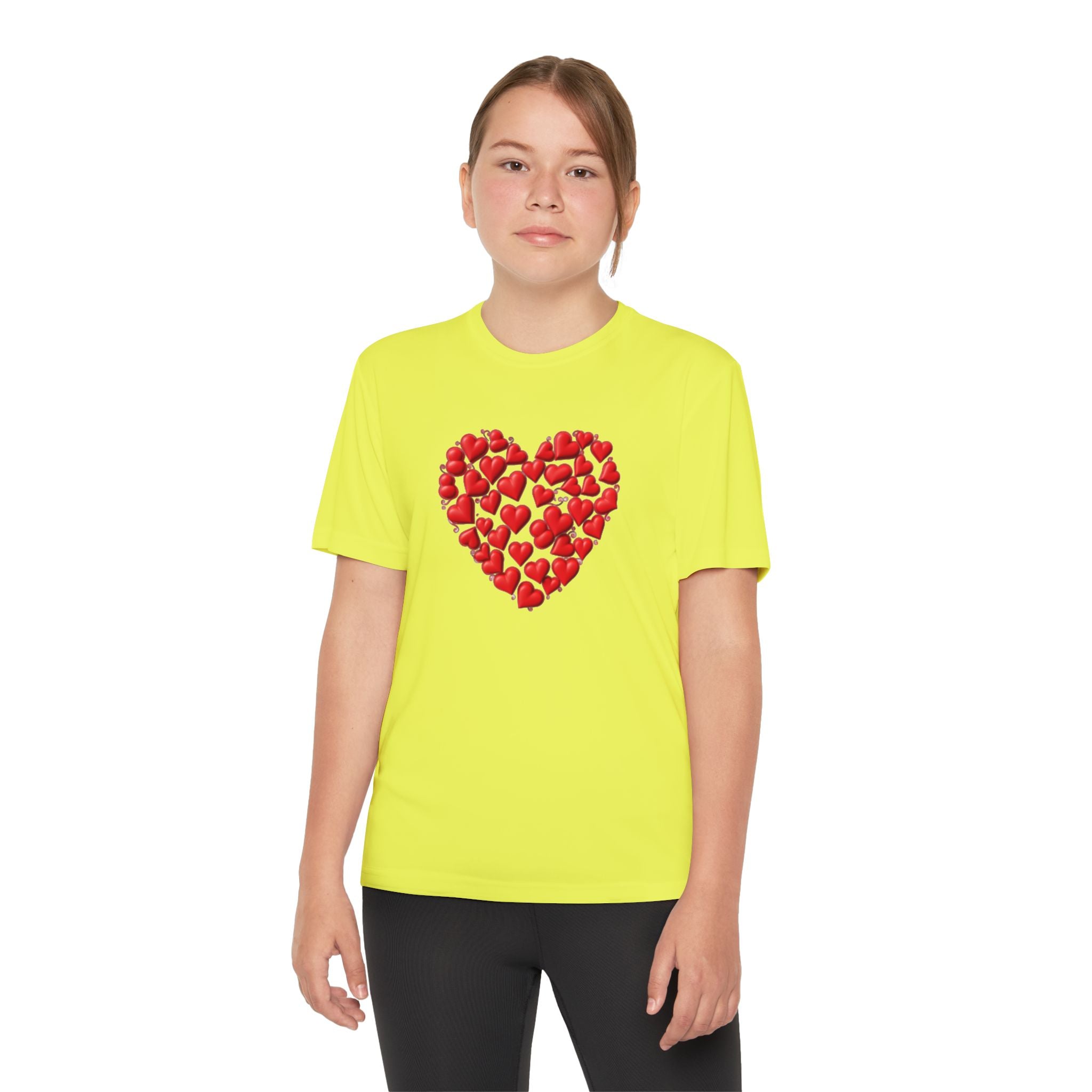 Heart Youth T-Shirt Sports Graphic Tee, Cool Athletic Shirt for Kids, Perfect for Sports Events, Team Spirit