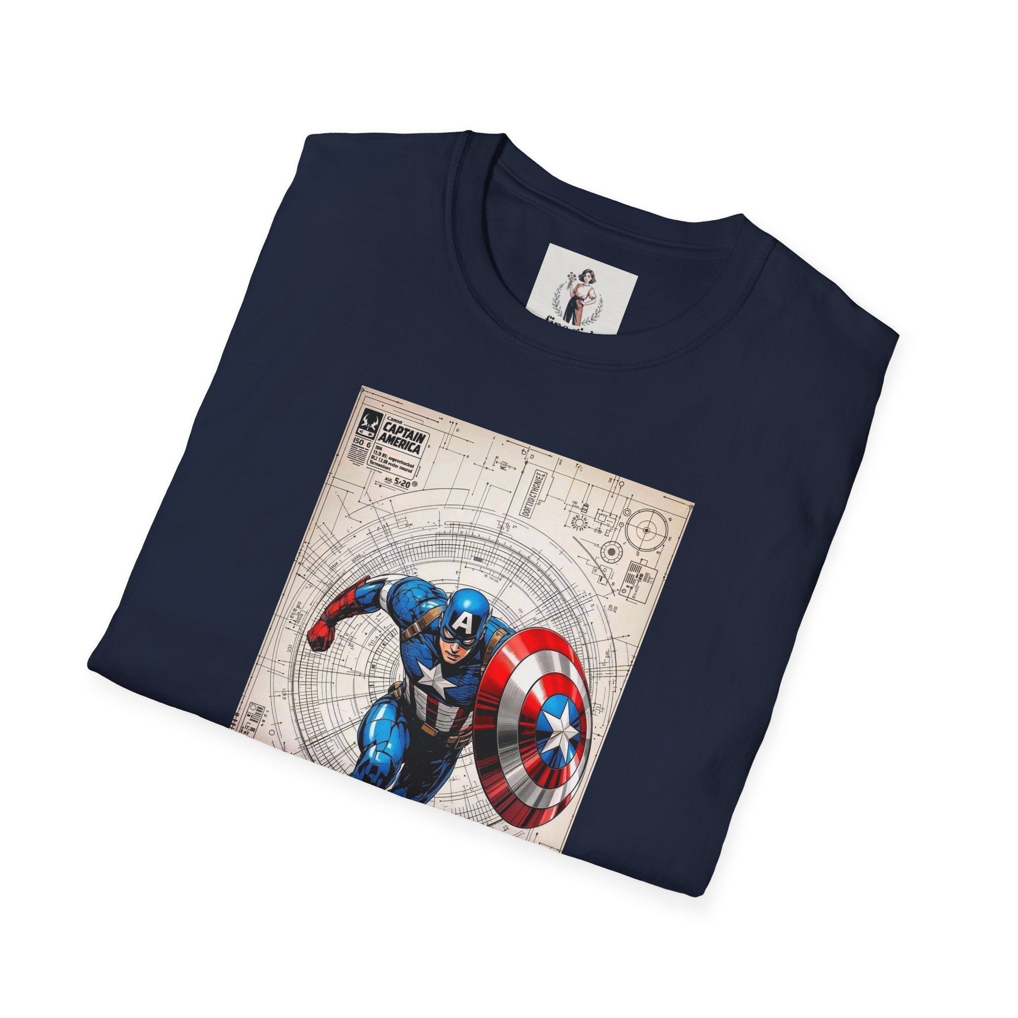 Captain America Superhero Marvel Unisex Softstyle T-Shirt, Comic Book Tee, Graphic Novel Shirt, Geeky Clothing, Cosplay Costume Top
