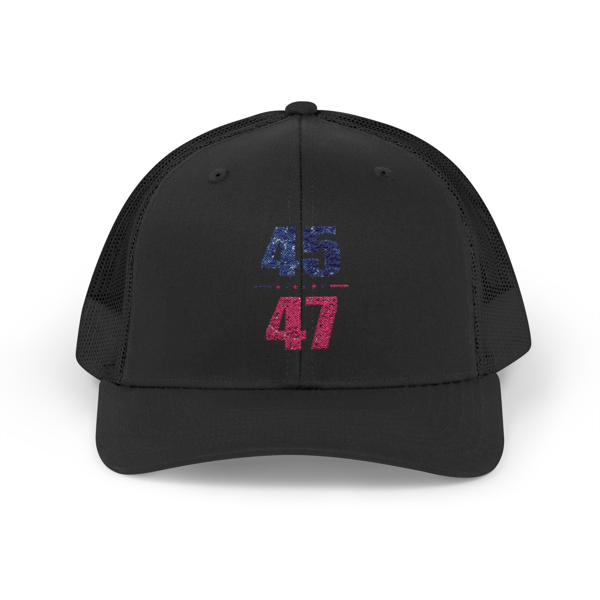 45 / 47 Patriotic Snapback Trucker Cap with Thin Red Line Design, Ideal for First Responders, Supportive Gifts, Memorials, Everyday Wear