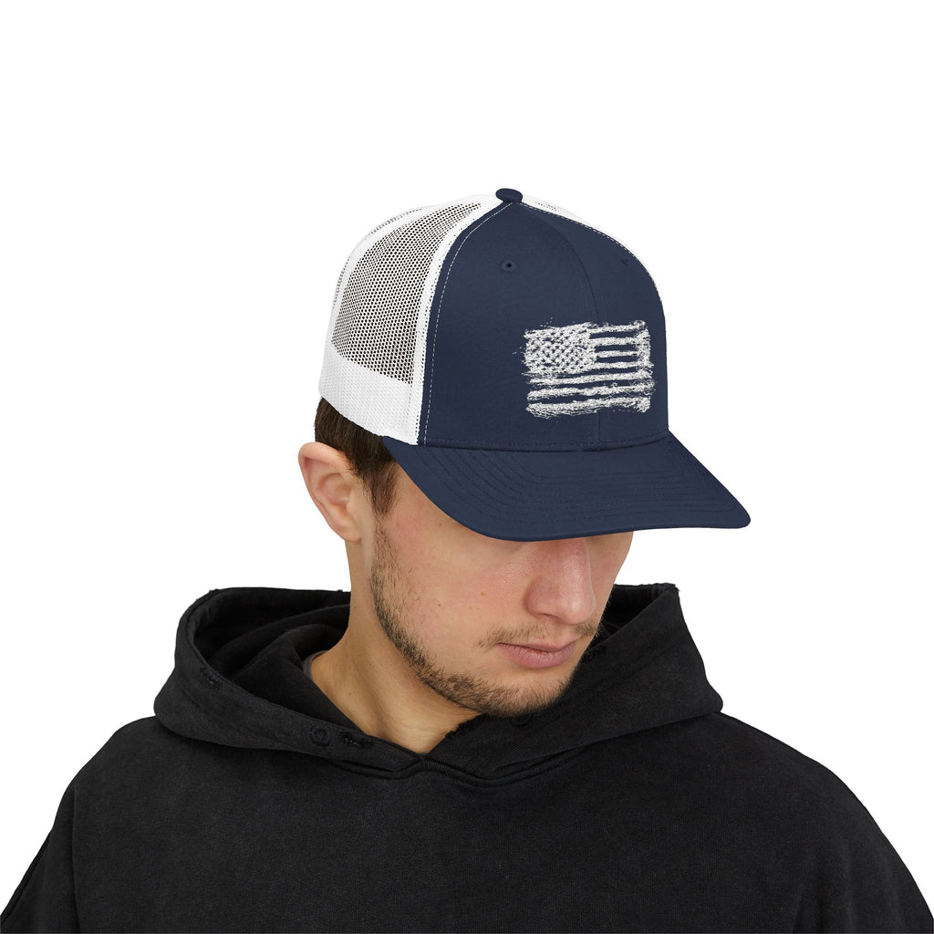 Patriotic Flag Snapback Trucker Cap, American Flag Hat, Outdoor Cap, Casual Wear, Gift for Dad, 4th of July Apparel