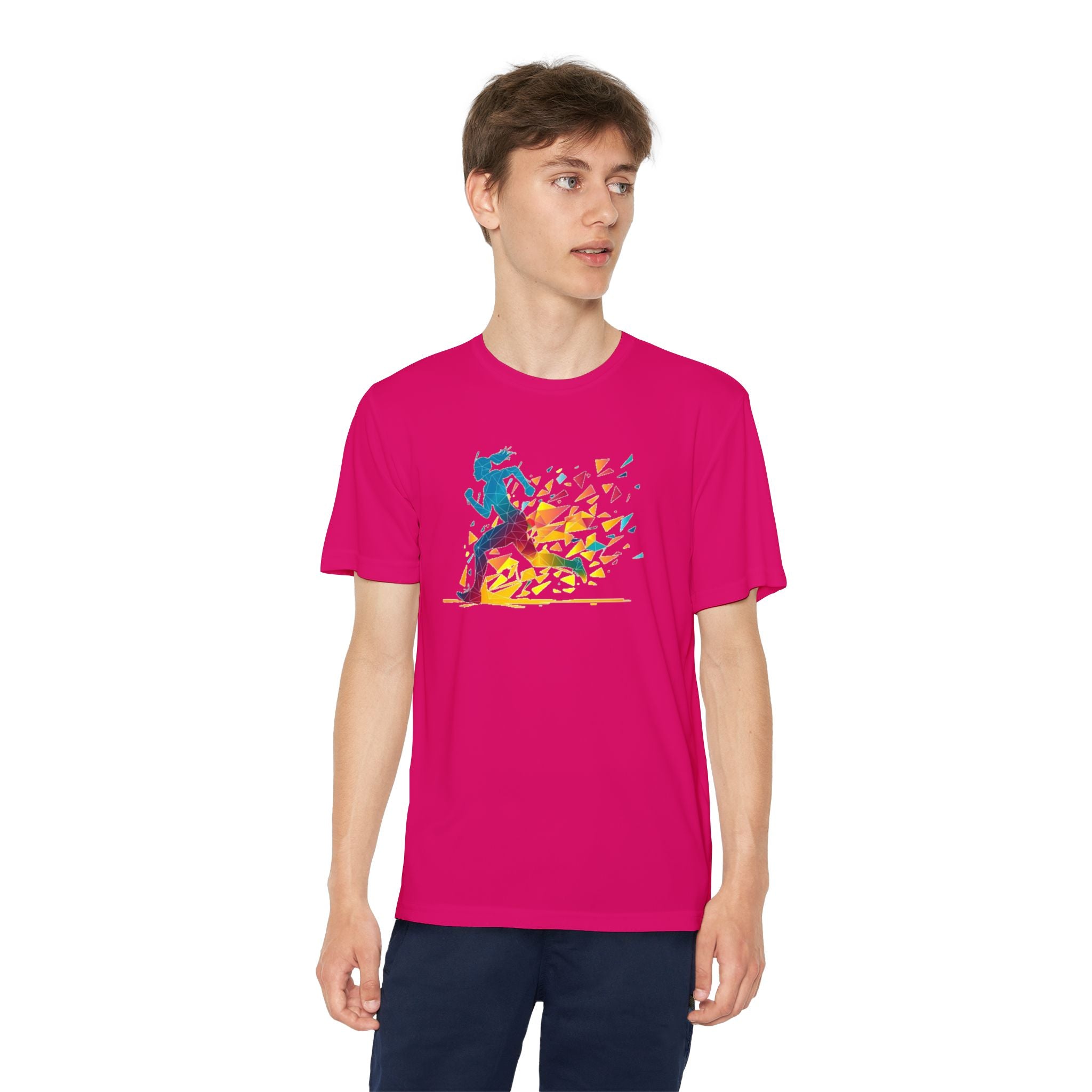 Running Youth T-Shirt Sports Graphic Tee, Cool Athletic Shirt for Kids, Perfect for Sports Events, Team Spirit