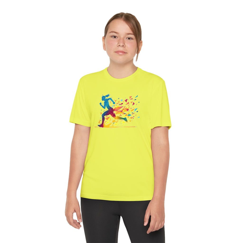Running Youth T-Shirt Sports Graphic Tee, Cool Athletic Shirt for Kids, Perfect for Sports Events, Team Spirit