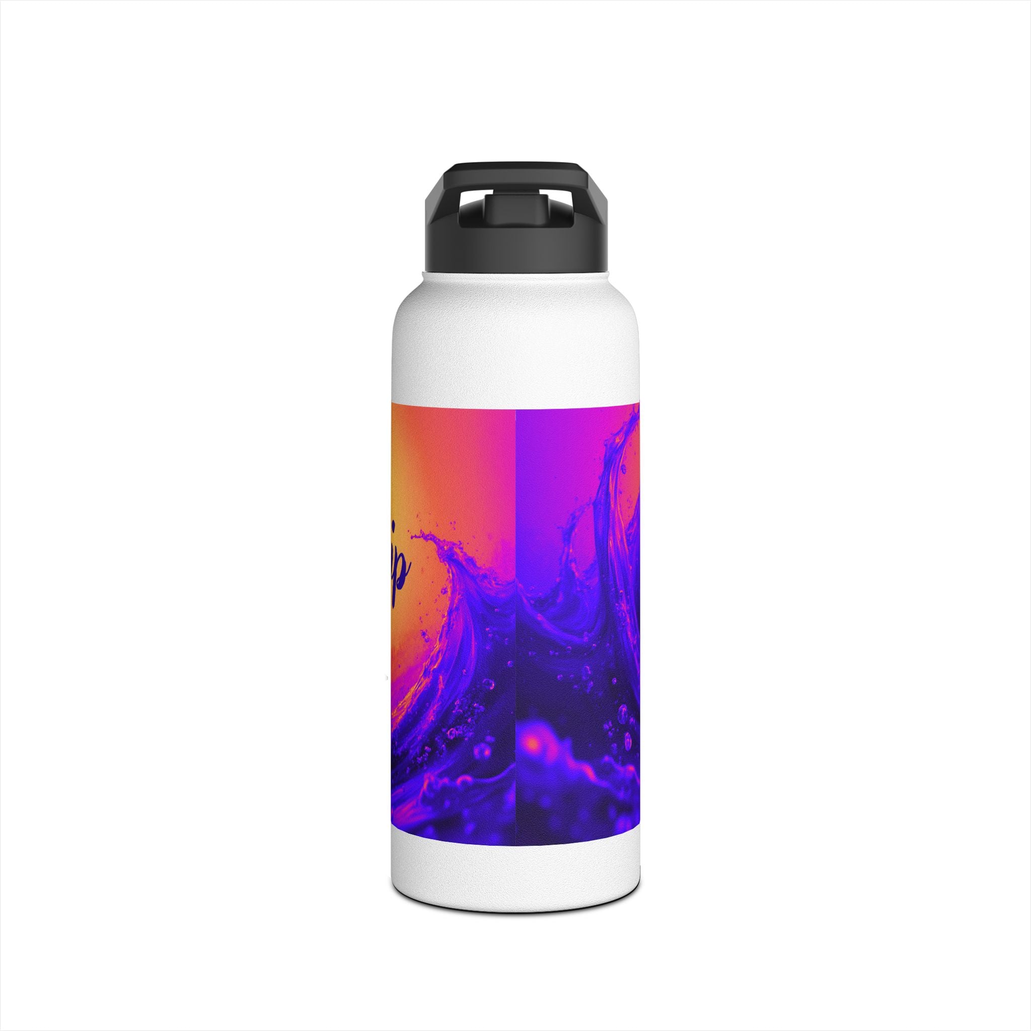 Aqua Wave Stainless Steel Water Bottle, Hydration Gift, Outdoor Adventure, Beach Vibes, Eco-Friendly, Travel Companion
