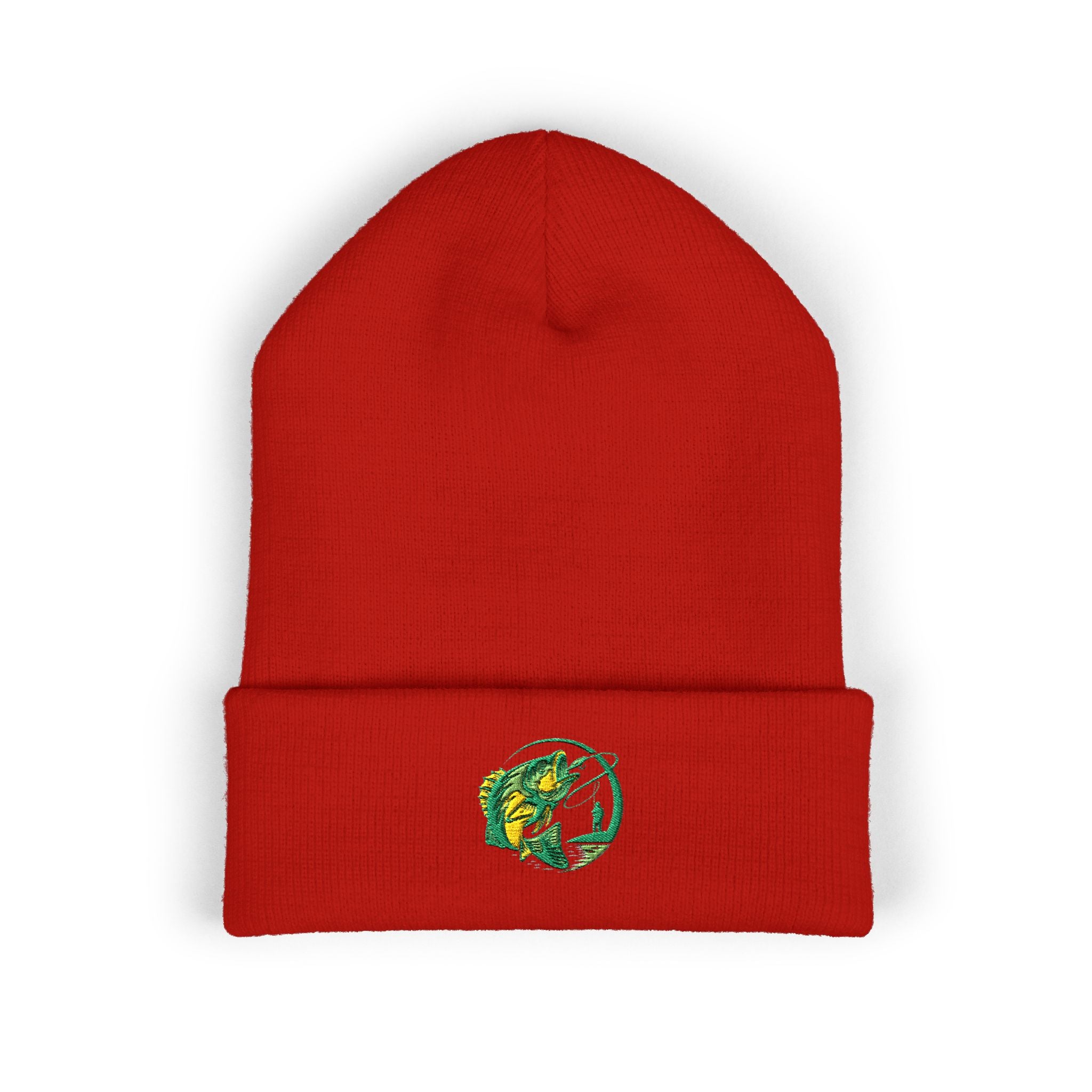 Embroidered Fishing Beanie, Fisherman Gift, Outdoor Winter Hat, Fishing Lover Apparel, Fishing Beanie with Embroidery