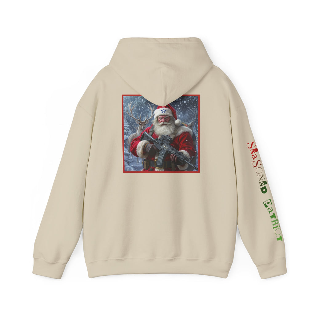 Christmas Santa Claus Patriotic USA Hoodie, Sweatshirt, Unisex Hooded Pullover, Holiday Outerwear, Festive Winter Apparel