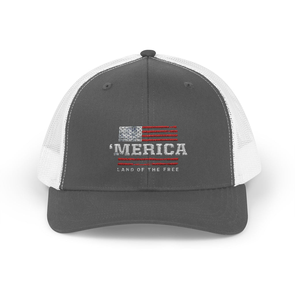 Merica Patriotic Snapback Trucker Cap with Thin Red Line Design, Ideal for First Responders, Supportive Gifts, Memorials, Everyday Wear