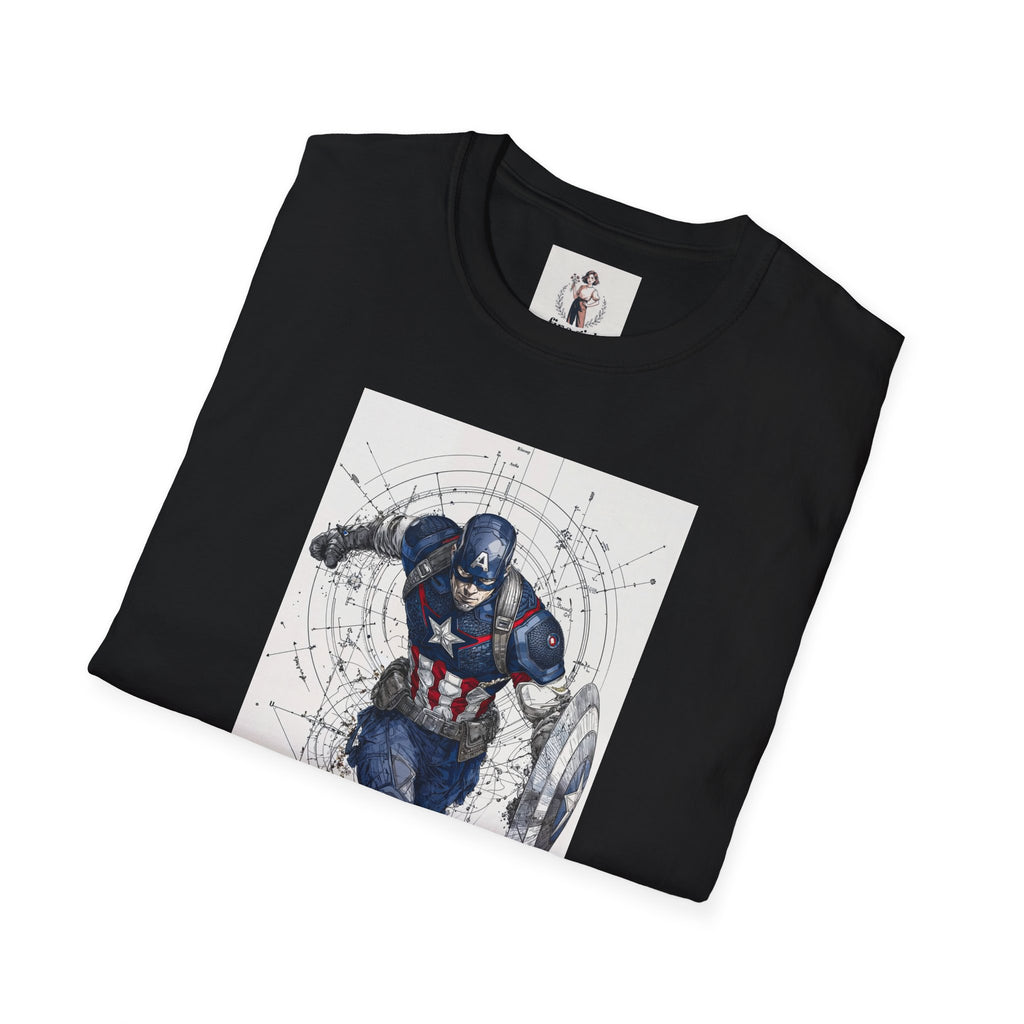 Captain America Superhero Marvel Unisex Softstyle T-Shirt, Comic Book Tee, Geeky Clothing, Cosplay Costume Top
