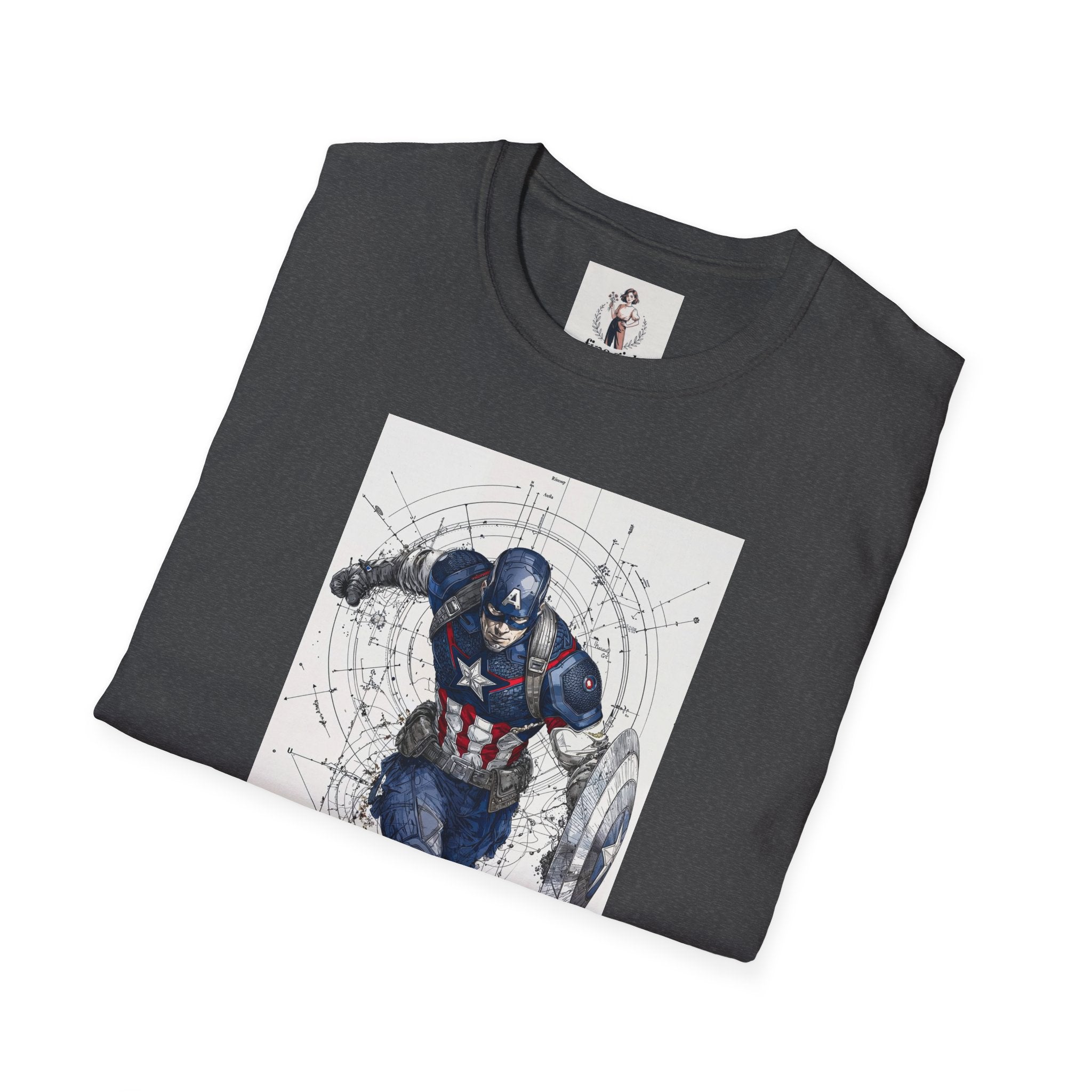 Captain America Superhero Marvel Unisex Softstyle T-Shirt, Comic Book Tee, Geeky Clothing, Cosplay Costume Top