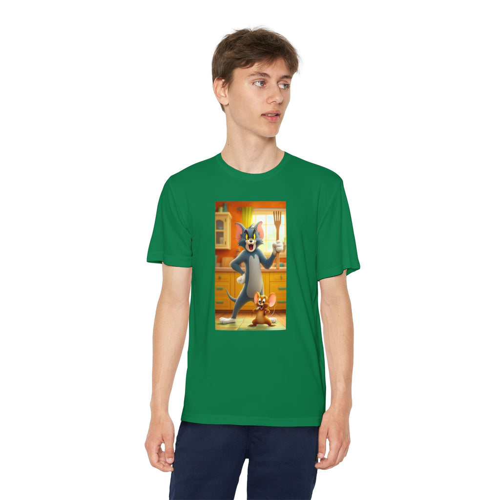 Youth Competitor Tee with Tom And Jerry design, Cartoon Graphic Kid's T-Shirt, Kids Tee, Children's Clothing, Funny Tee for Boys and Girls